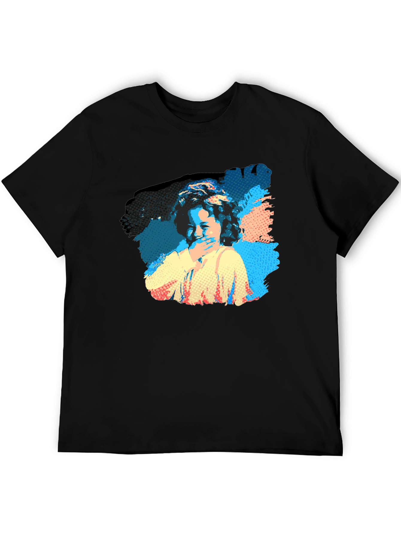 Pop Art Laughing Girl Black T-Shirt - 5