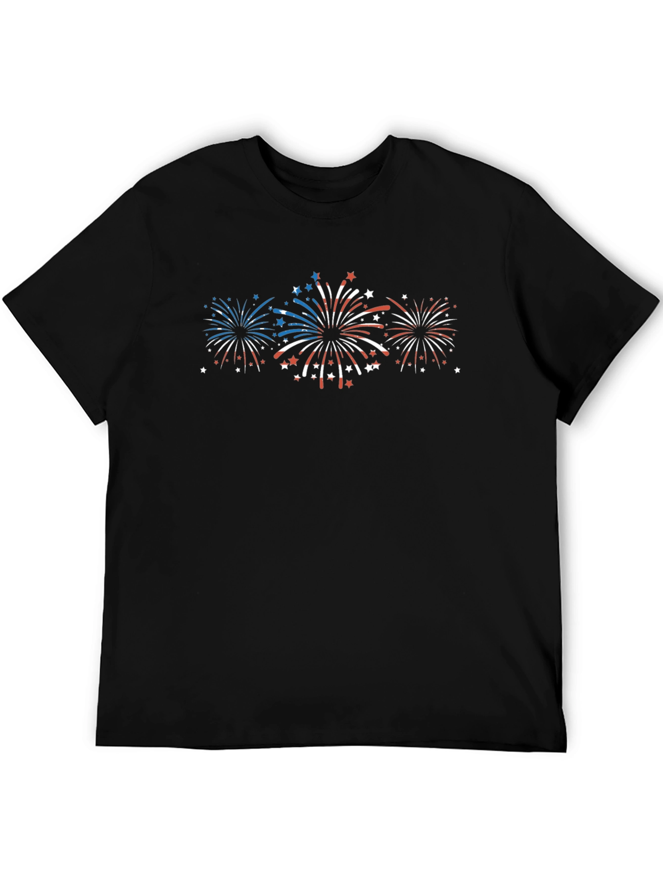 Black Patriotic Fireworks Graphic Black T-Shirt view 5