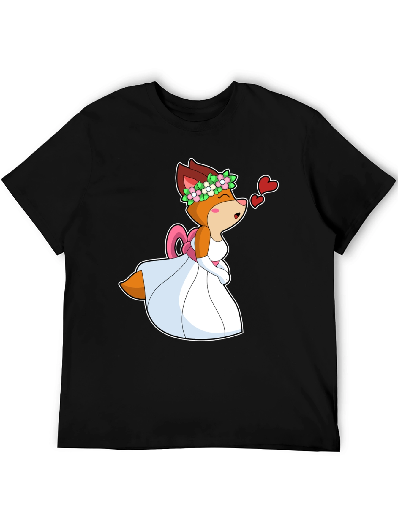 Black Cartoon Fox Bride T-Shirt - Love is in the Air! view 5