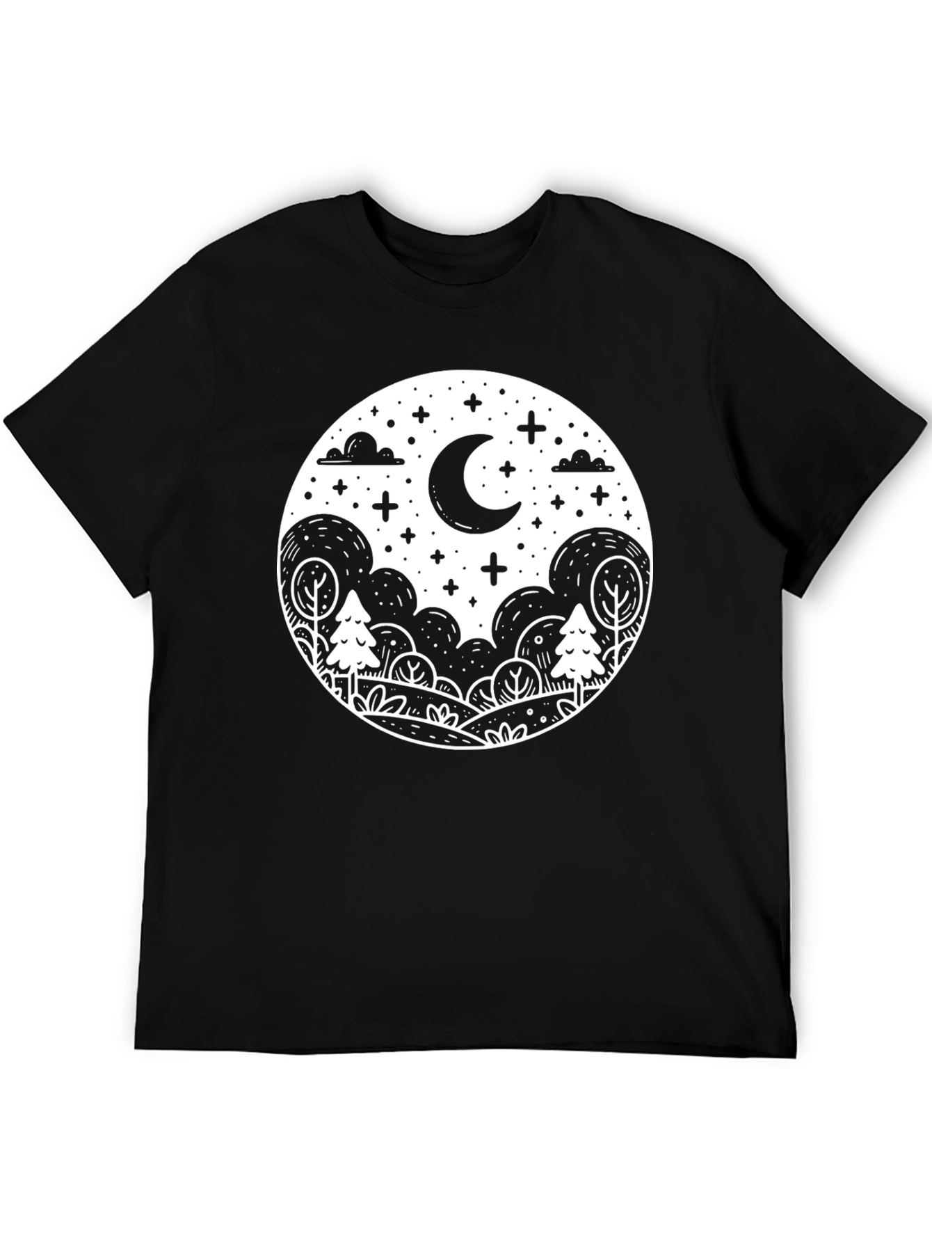 Black Night Sky Graphic Tee - Black Cotton Shirt view 5