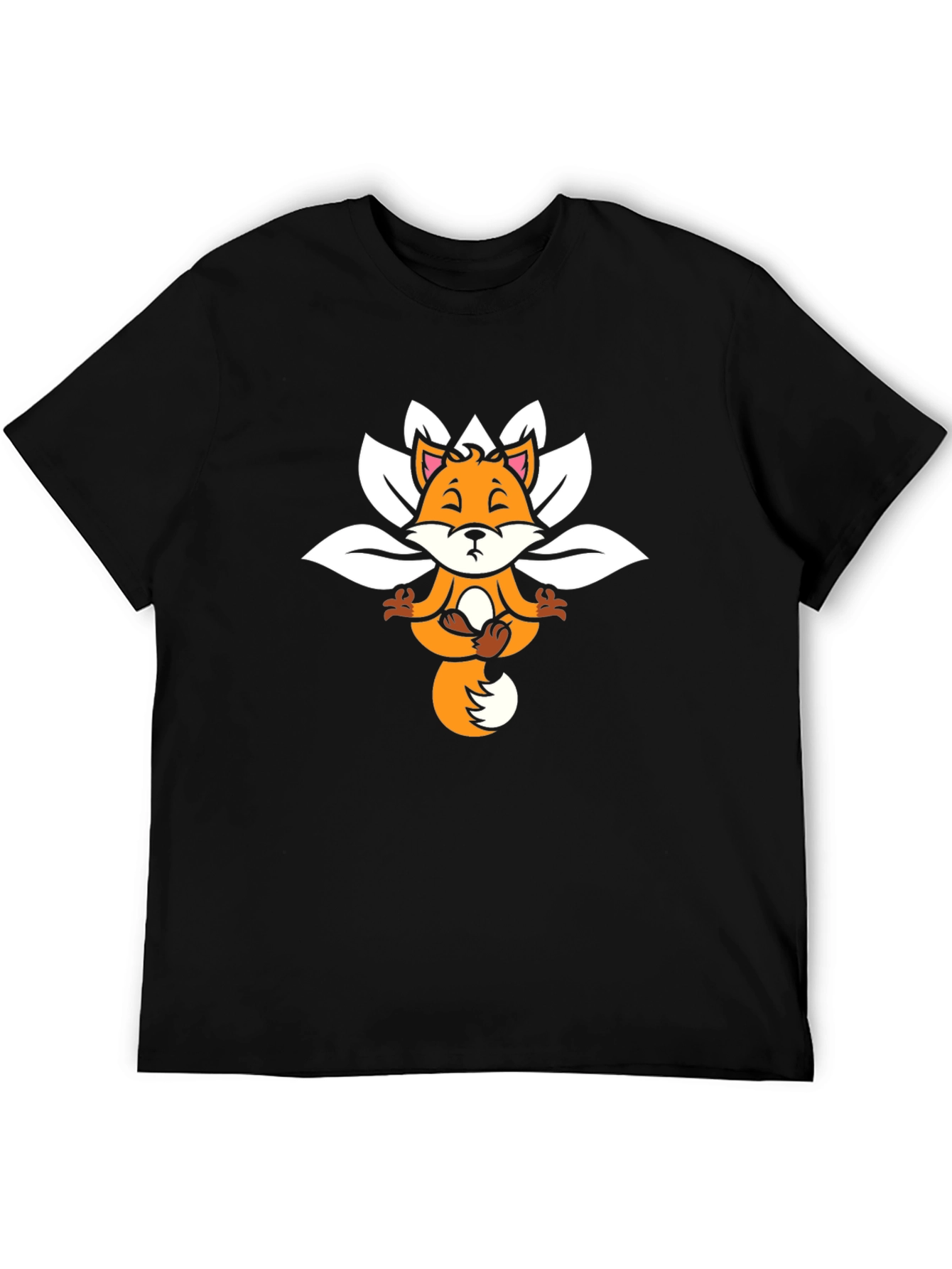 Black Meditating Fox Graphic Tee view 5