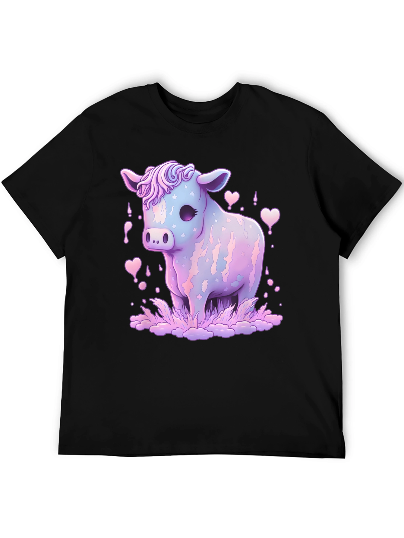 Black Pastel Cow Graphic Tee view 5