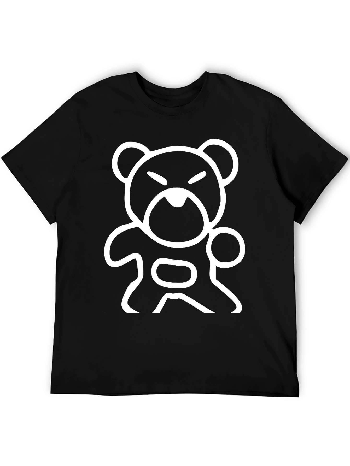 Black Men's Black T-Shirt with White Bear Graphic view 5