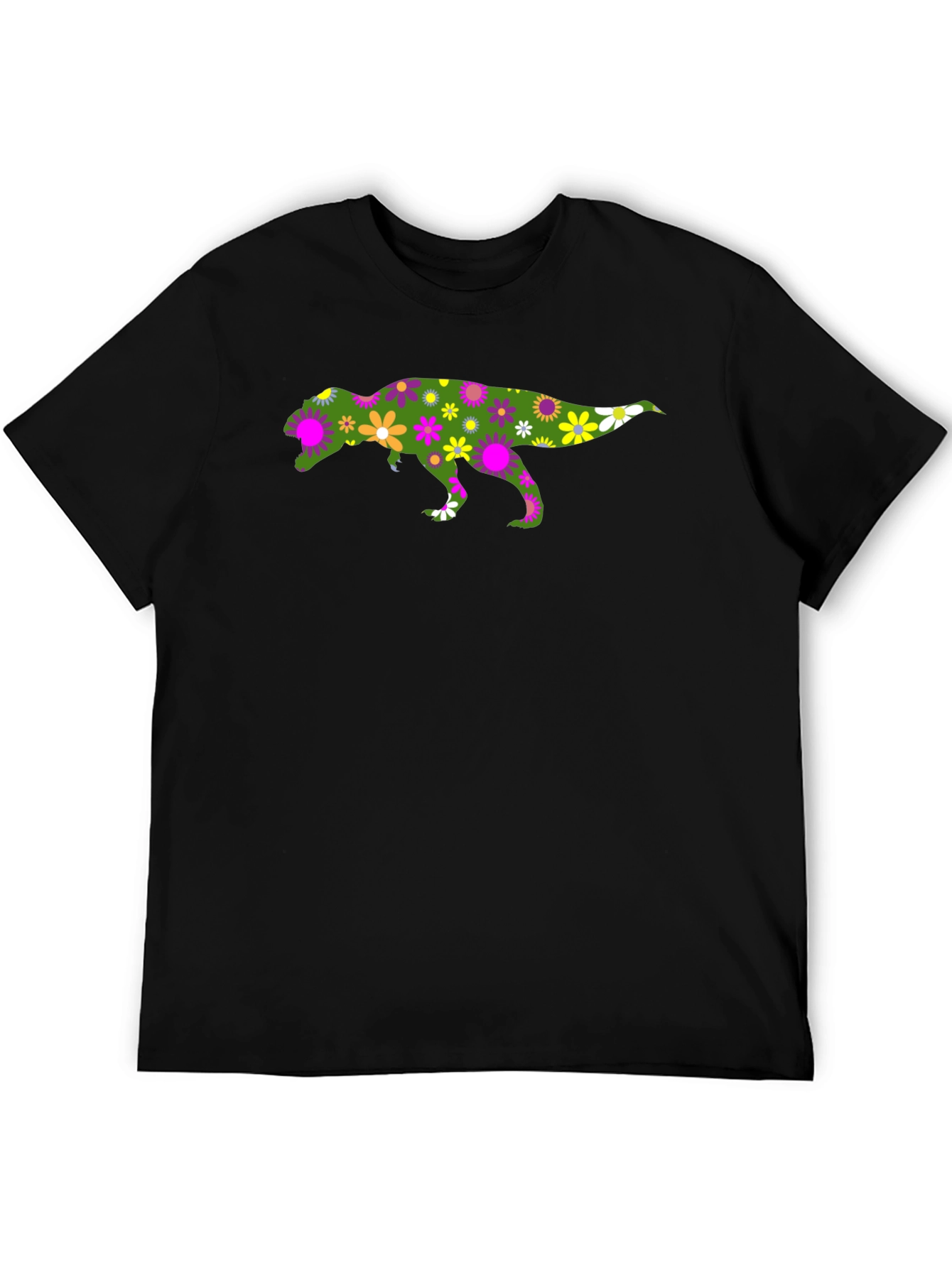 Black Floral Dinosaur Graphic T-Shirt view 5