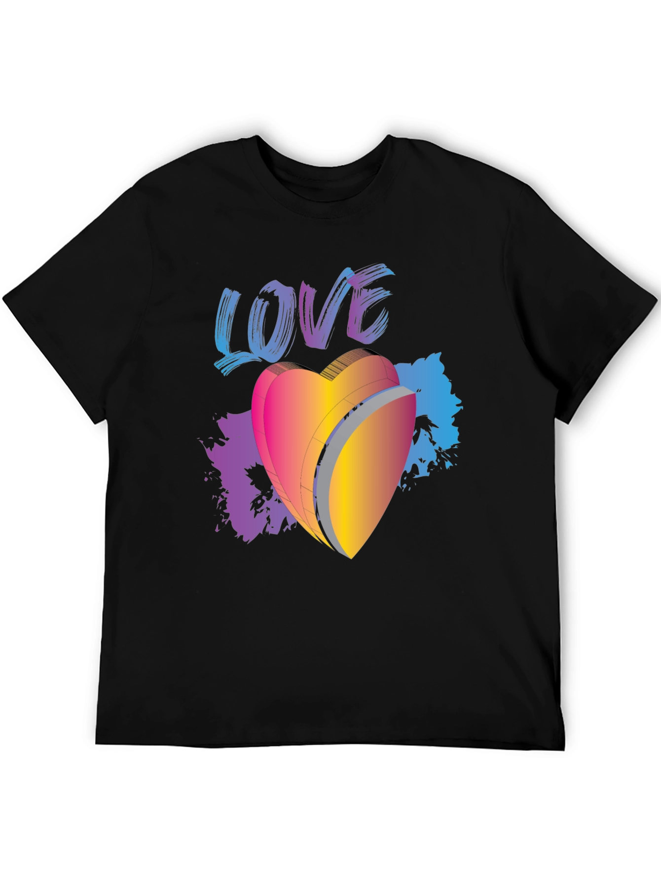 Black Love Heart Graphic Black T-Shirt view 5