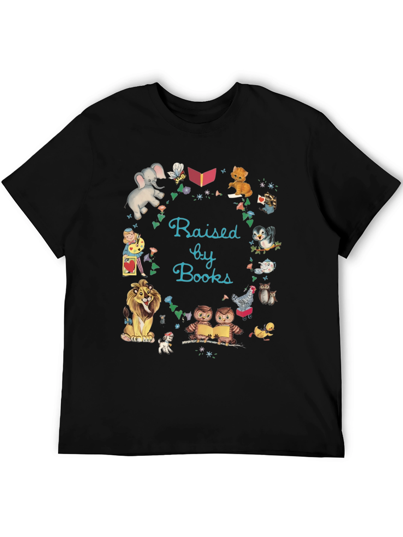 Black Raised By Books Graphic Tee view 5