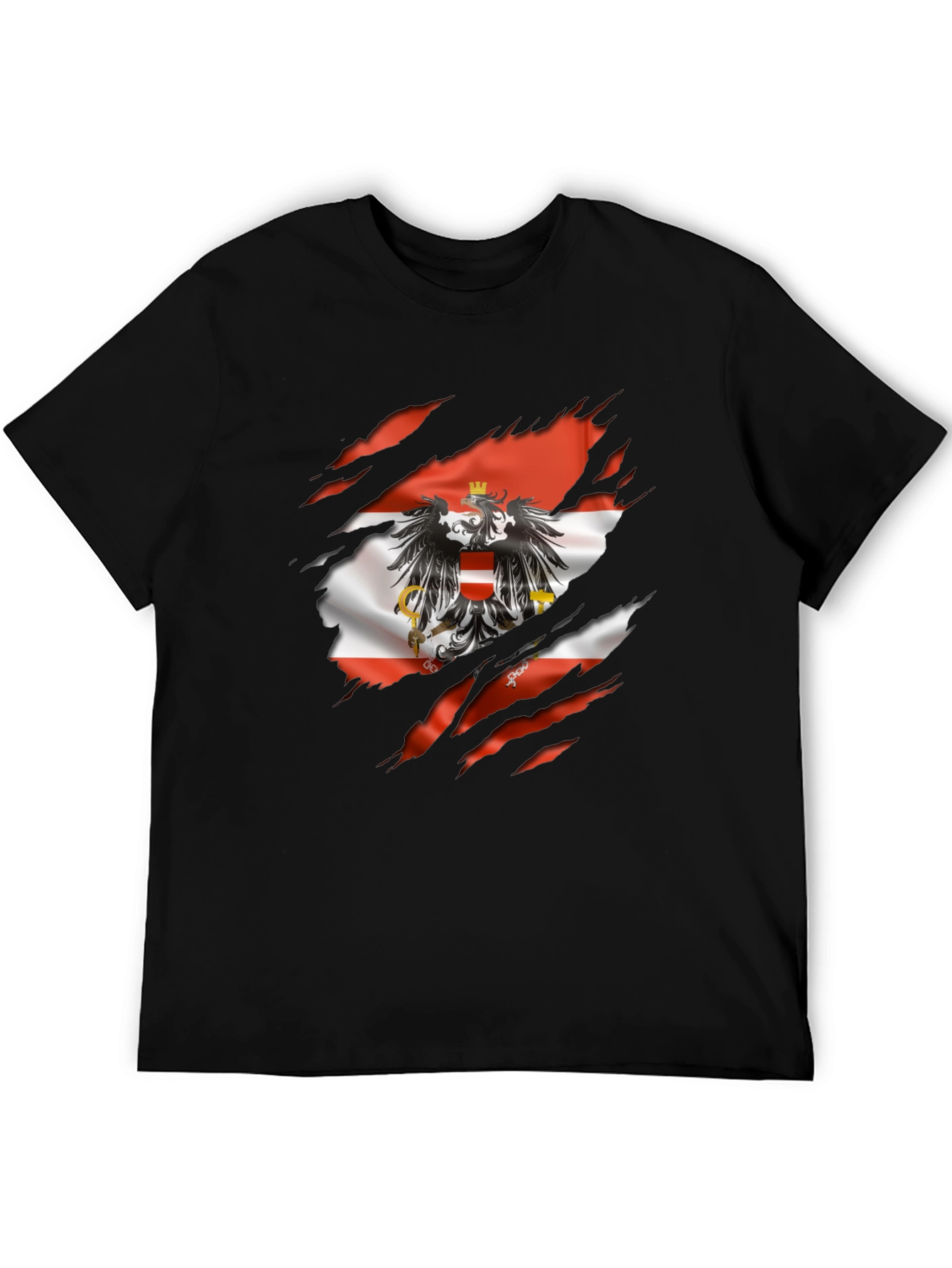 Black Austria Flag Eagle Graphic T-Shirt view 5