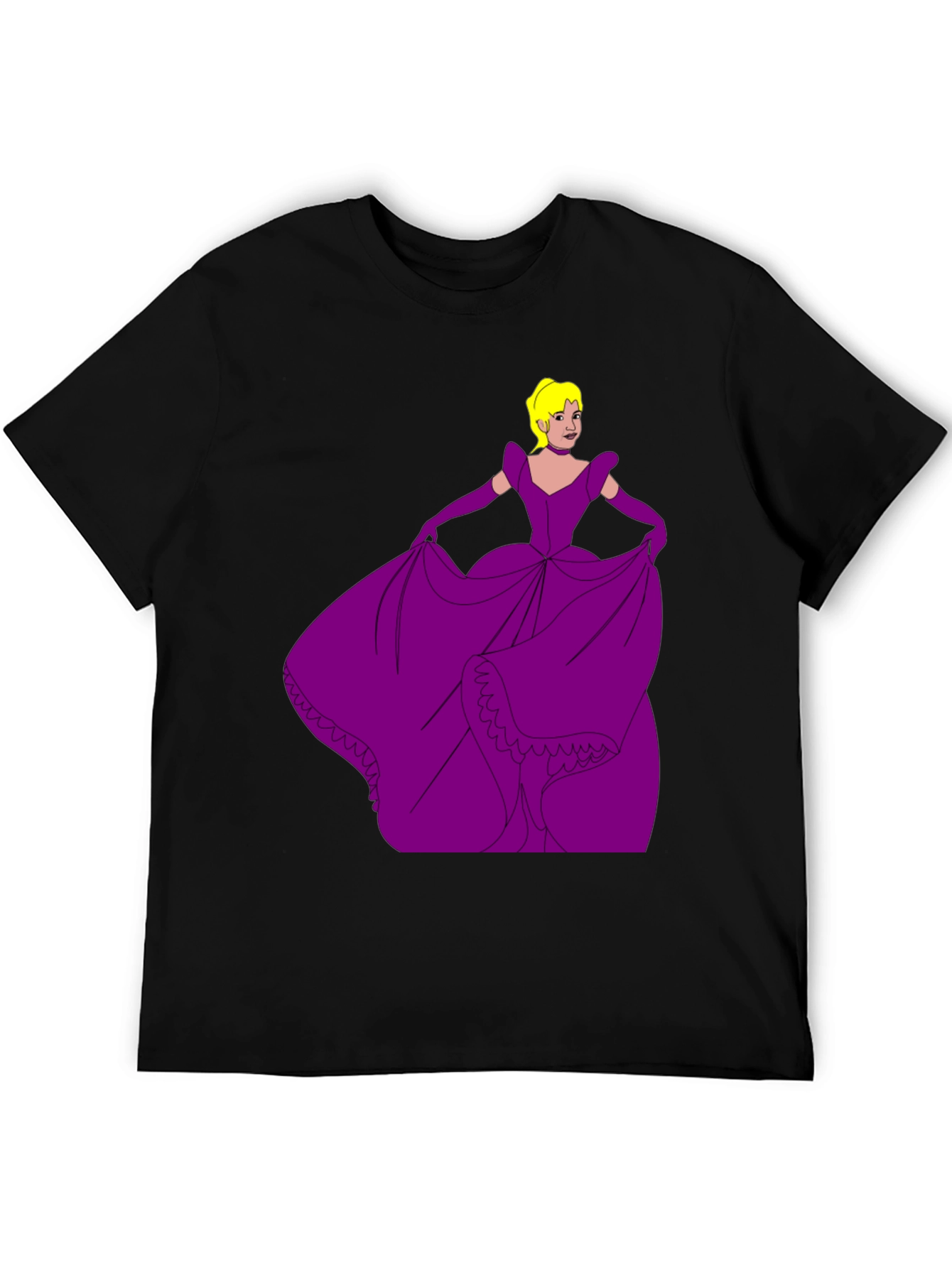 Black Cartoon Princess Graphic Tee view 5