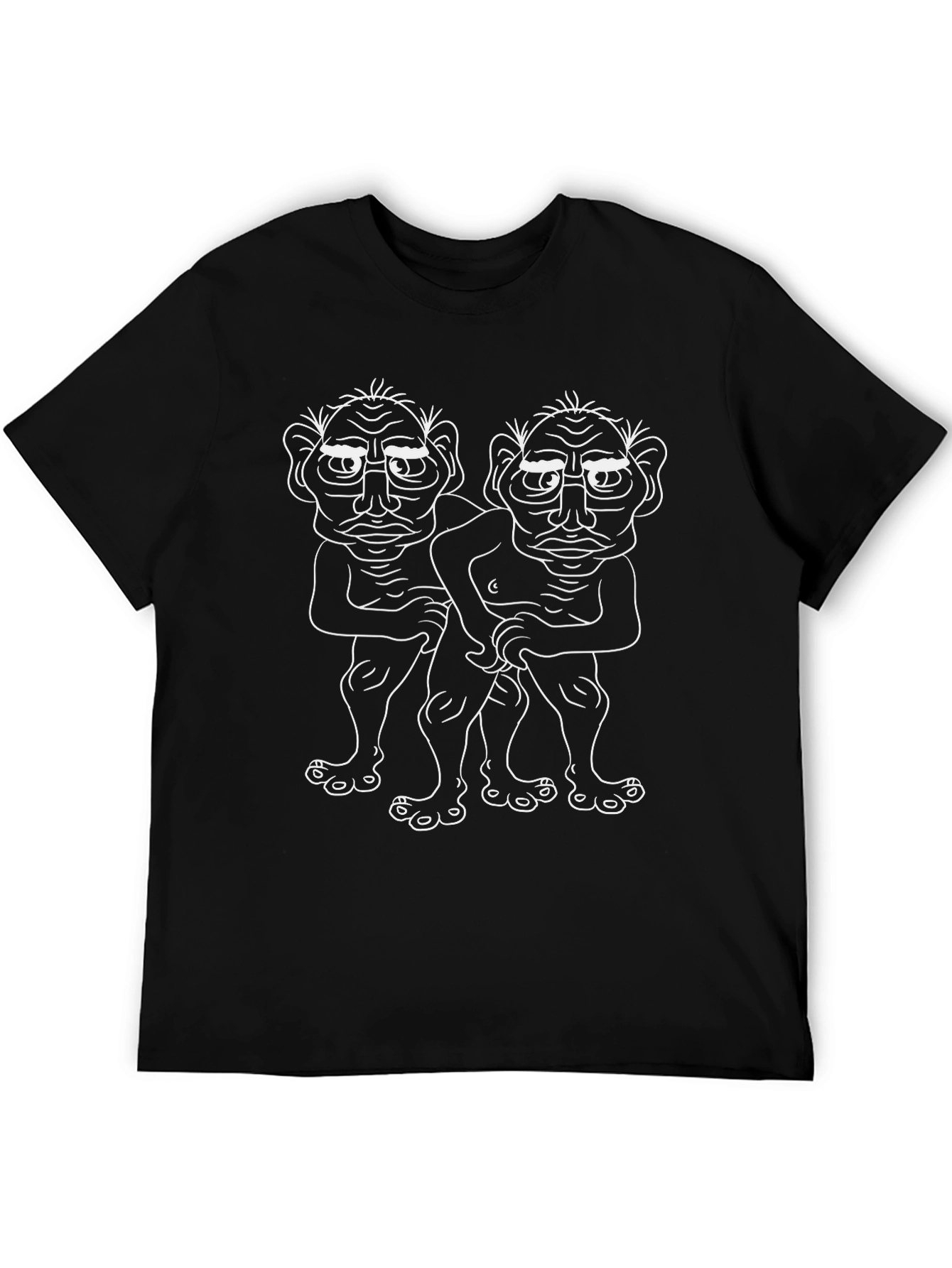 Black Whimsical Troll Duo Black T-Shirt view 5