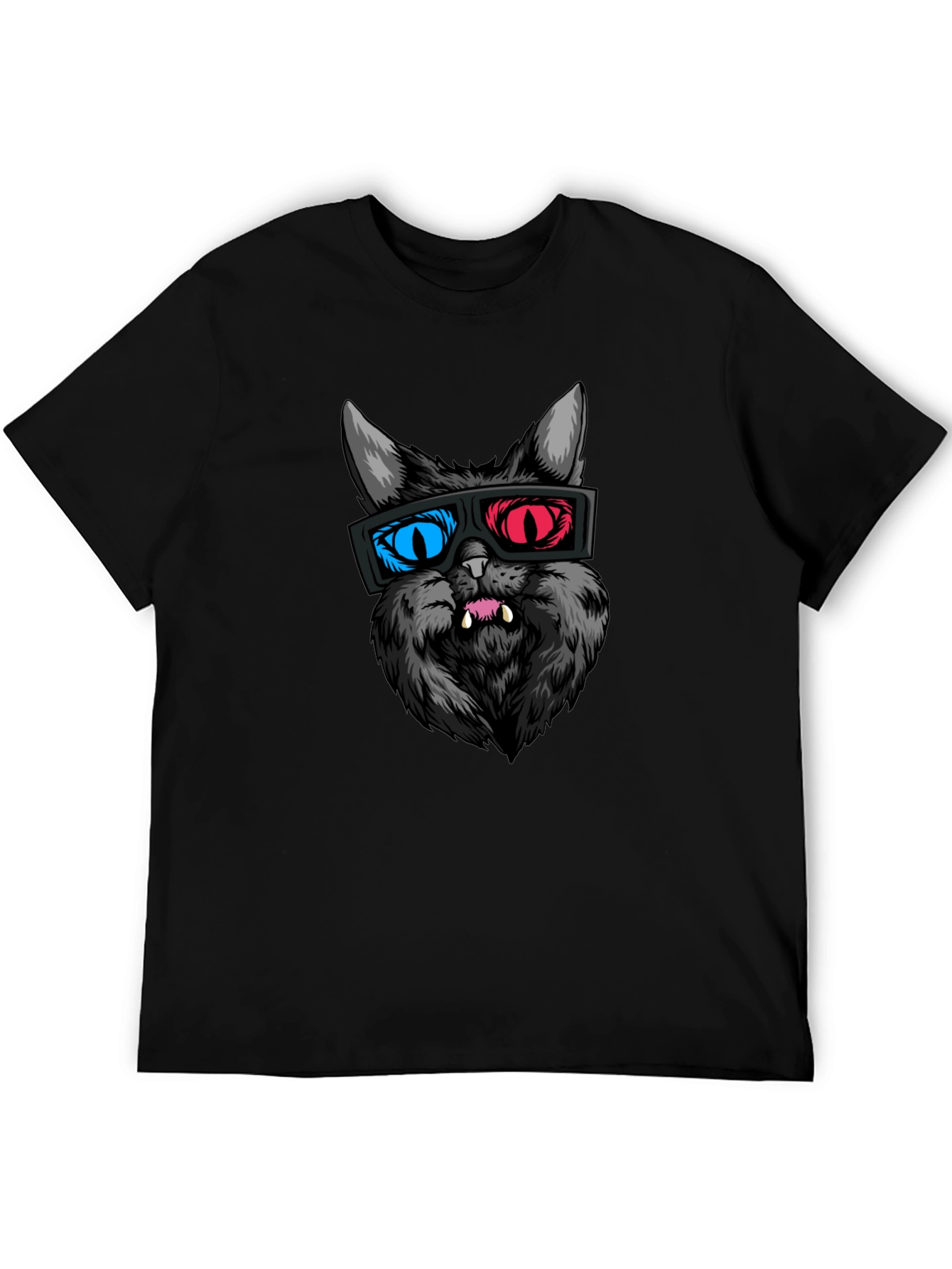 Black 3D Cat Graphic Tee - Stylish Black T-Shirt view 5