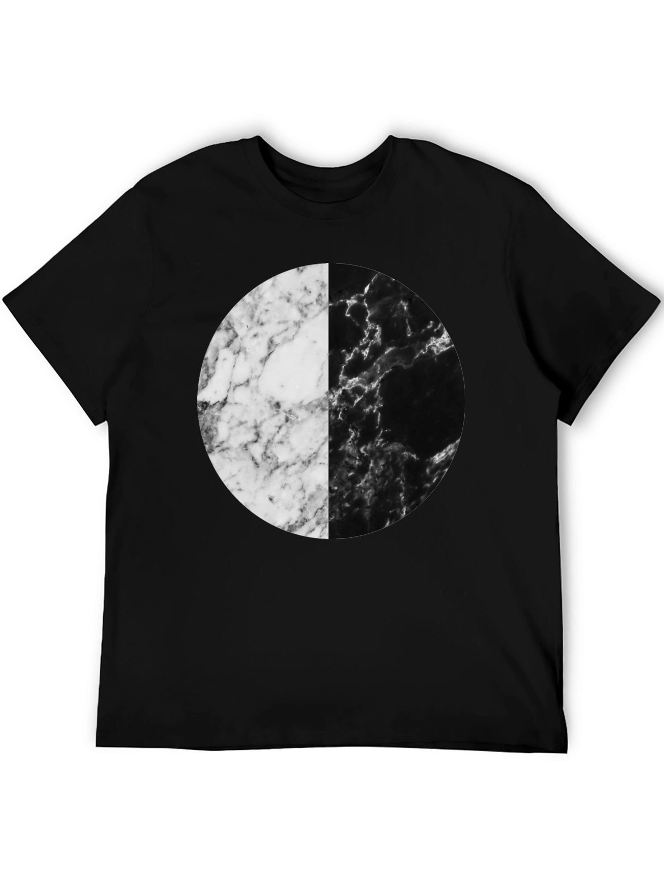 Black Yin Yang Marble Circle Black T-Shirt view 5