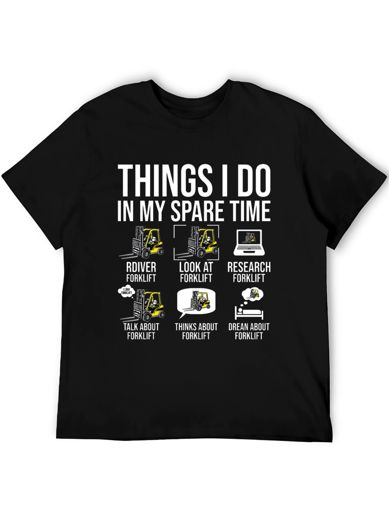 Black Funny Forklift T-Shirt: Things I Do In My Spare Time view 5