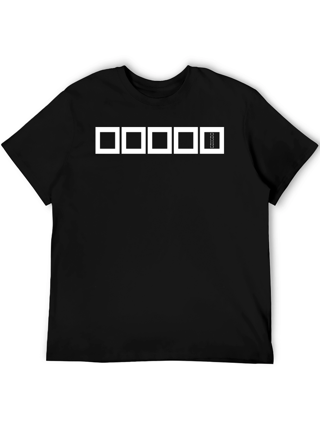 Black Men's Black T-Shirt with Square Design view 5