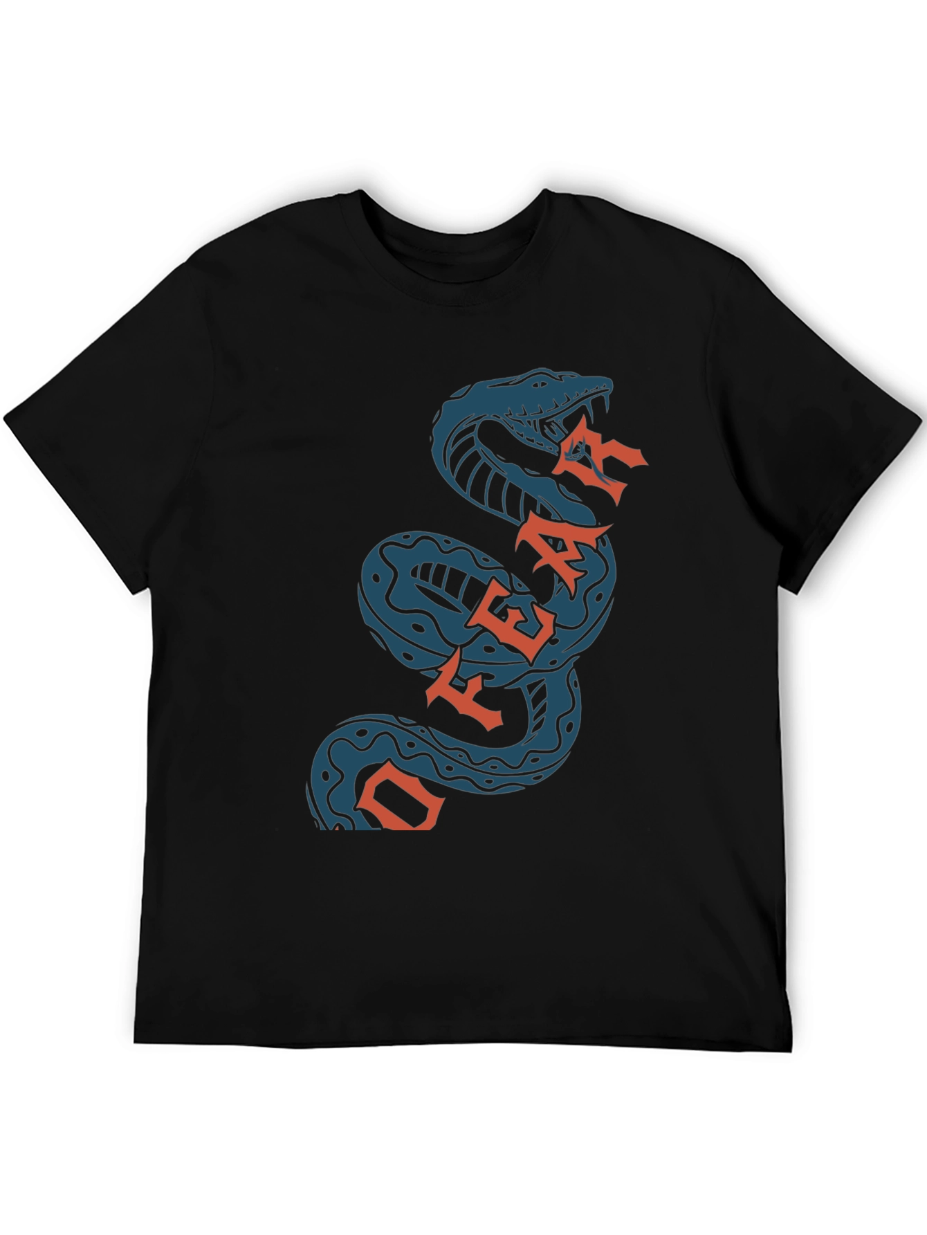 Black Off Fear Snake T-Shirt - Black Cotton Graphic Tee view 5