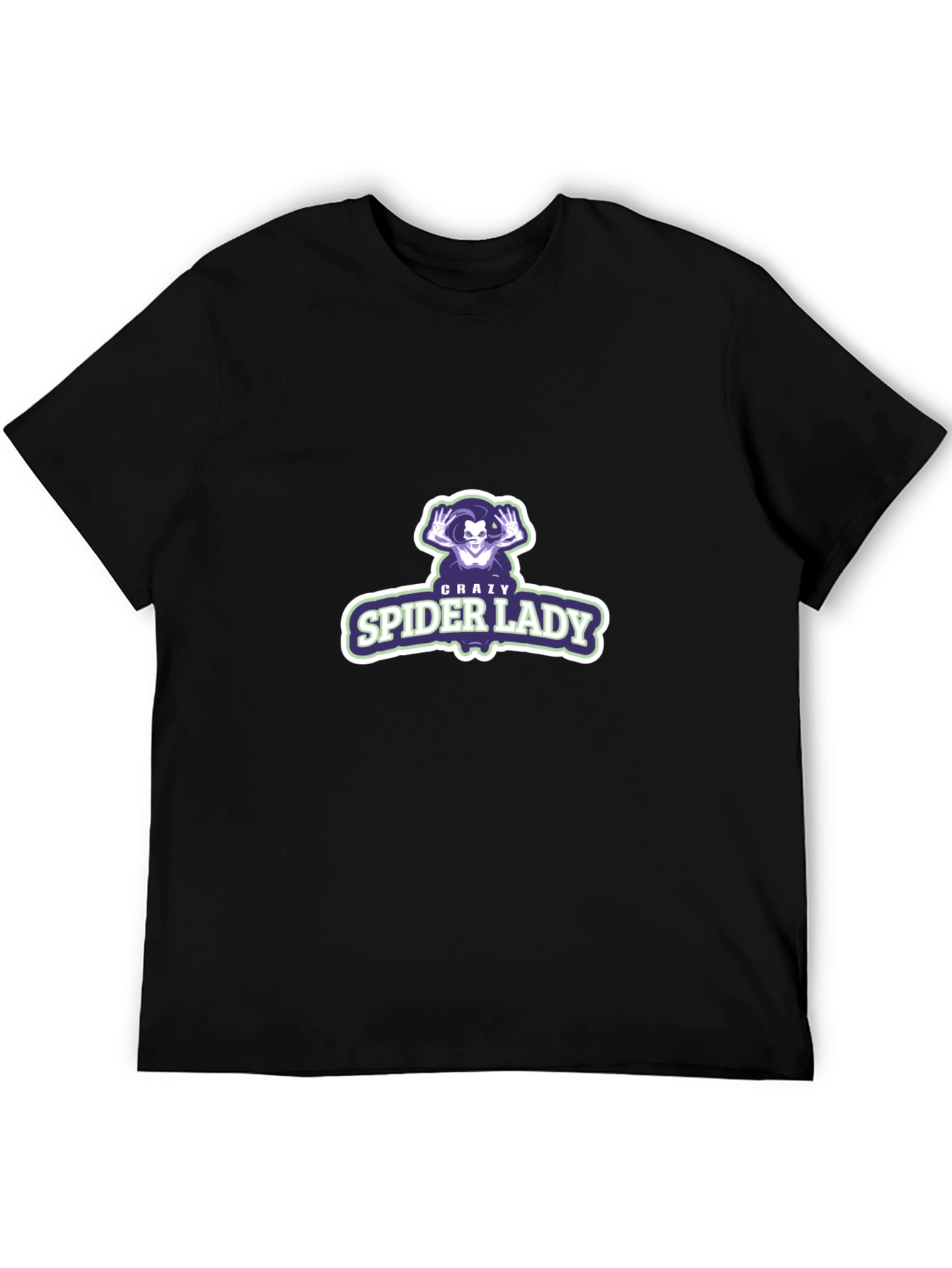 Black Crazy Spider Lady Graphic Tee - Black Unisex Shirt view 5