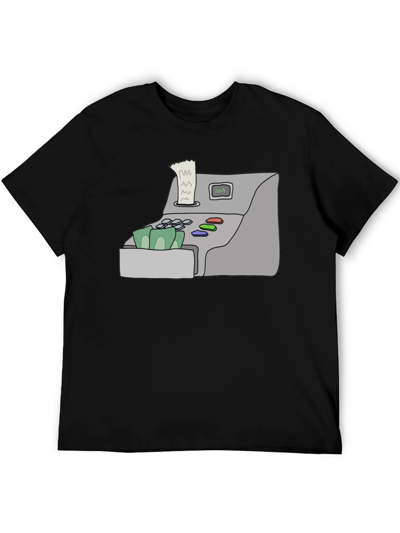 Black Cash Register Graphic Tee - Black Cotton Shirt view 5
