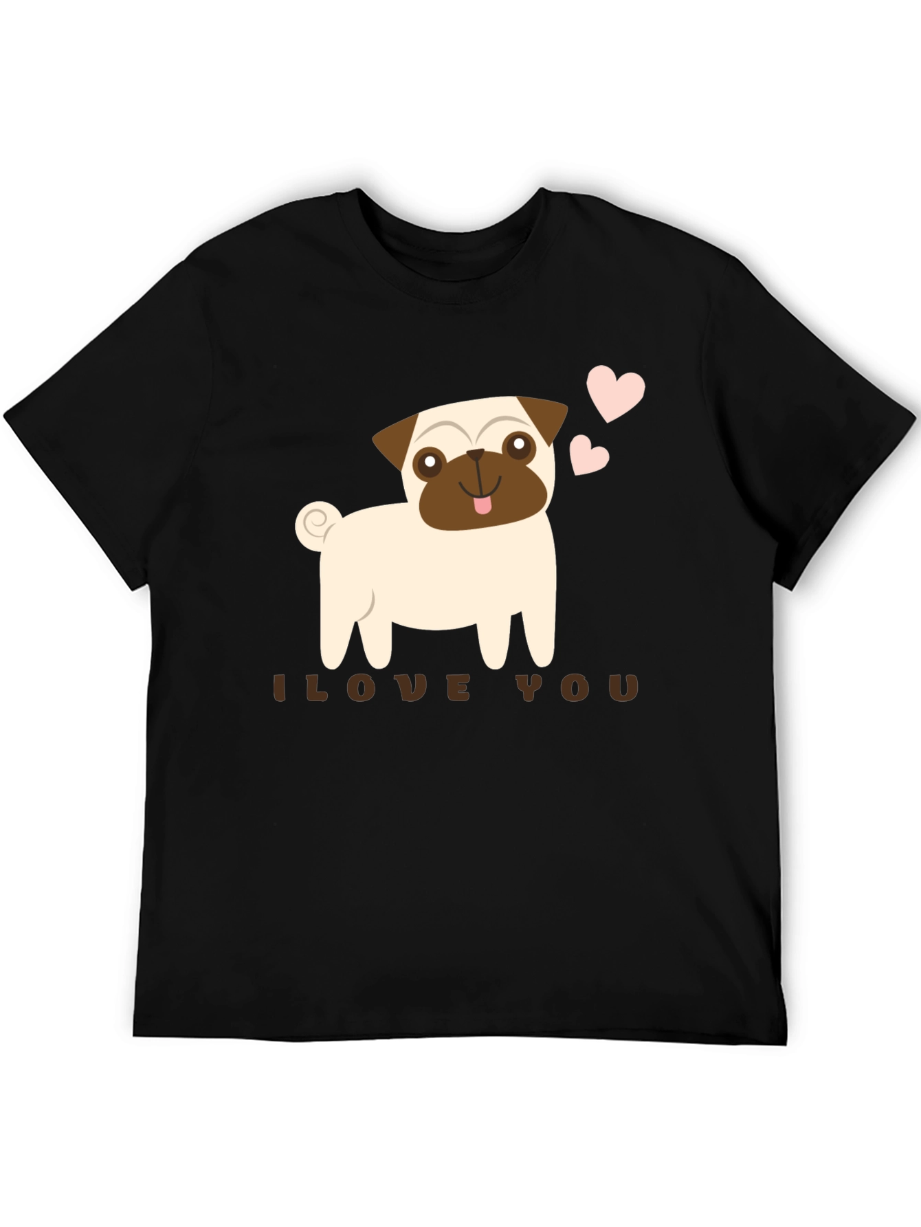 Black I Love You Pug Graphic Tee - Black view 5