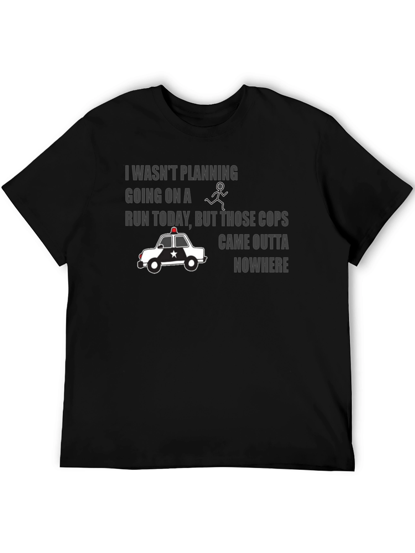 Black Funny Police Chase Graphic T-Shirt view 5