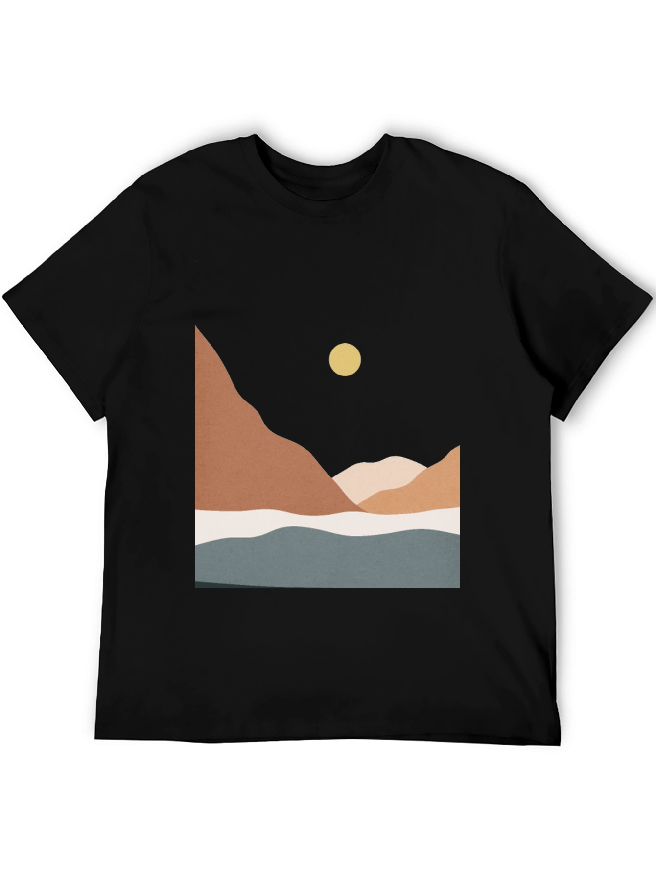 Black Minimalist Mountain Scene Graphic Tee view 5