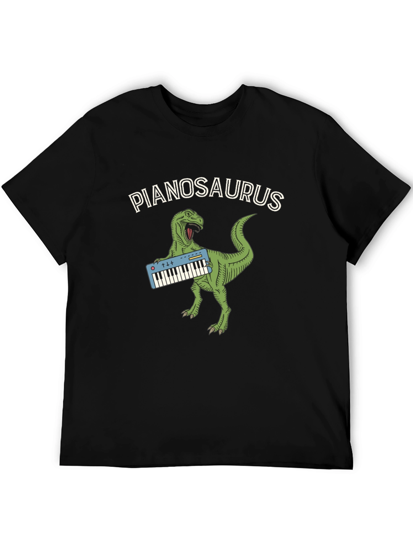 Black Pianosaurus Dinosaur Black T-Shirt view 5