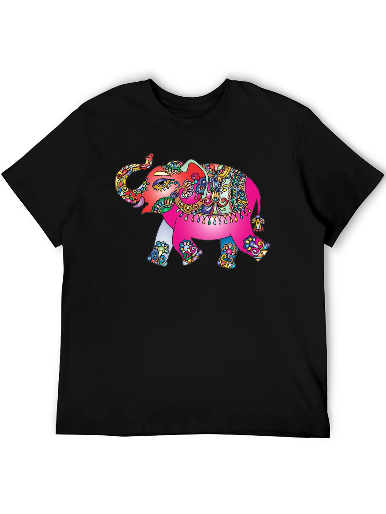 Black Elephant Graphic Tee - Black Cotton T-Shirt view 5