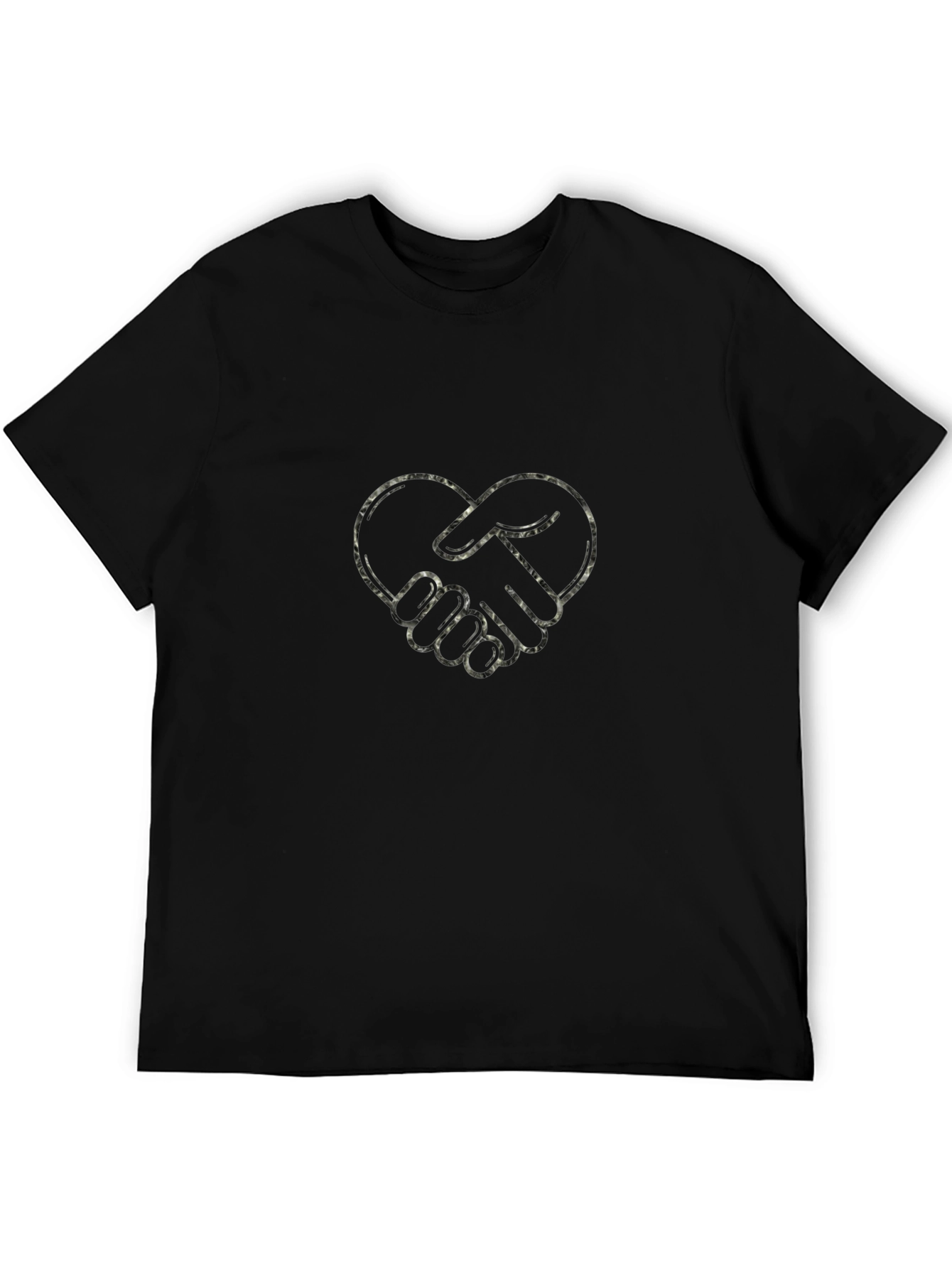 Black Heart Handshake Graphic Tee - Black Casual T-Shirt view 5