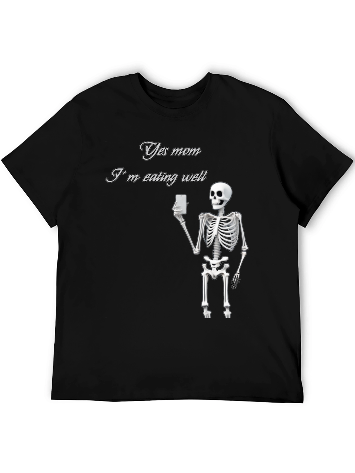 Black Yes Mom Skeleton Graphic Tee - Funny Humor T-Shirt view 5