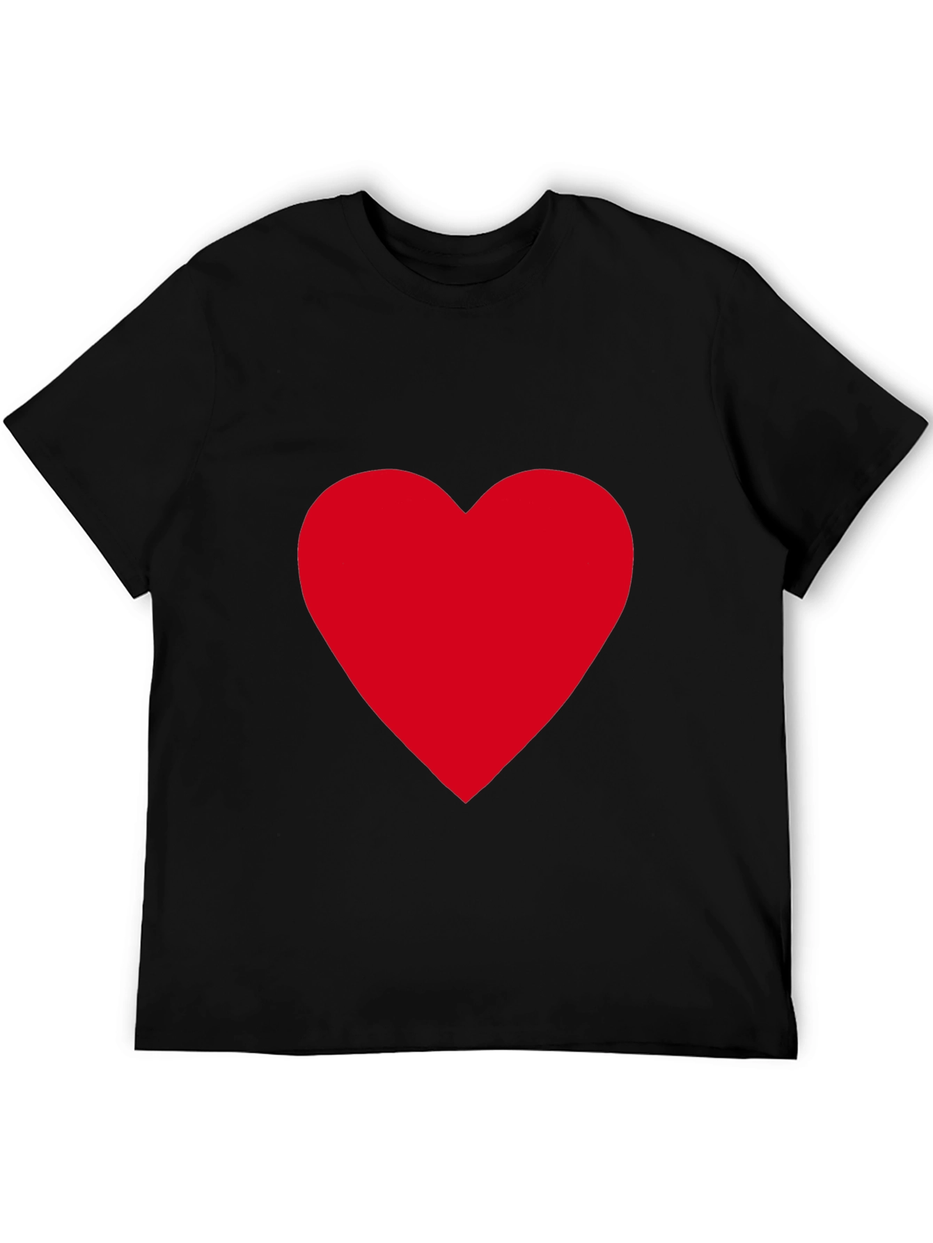 Black Bold Red Heart on Black T-Shirt view 5