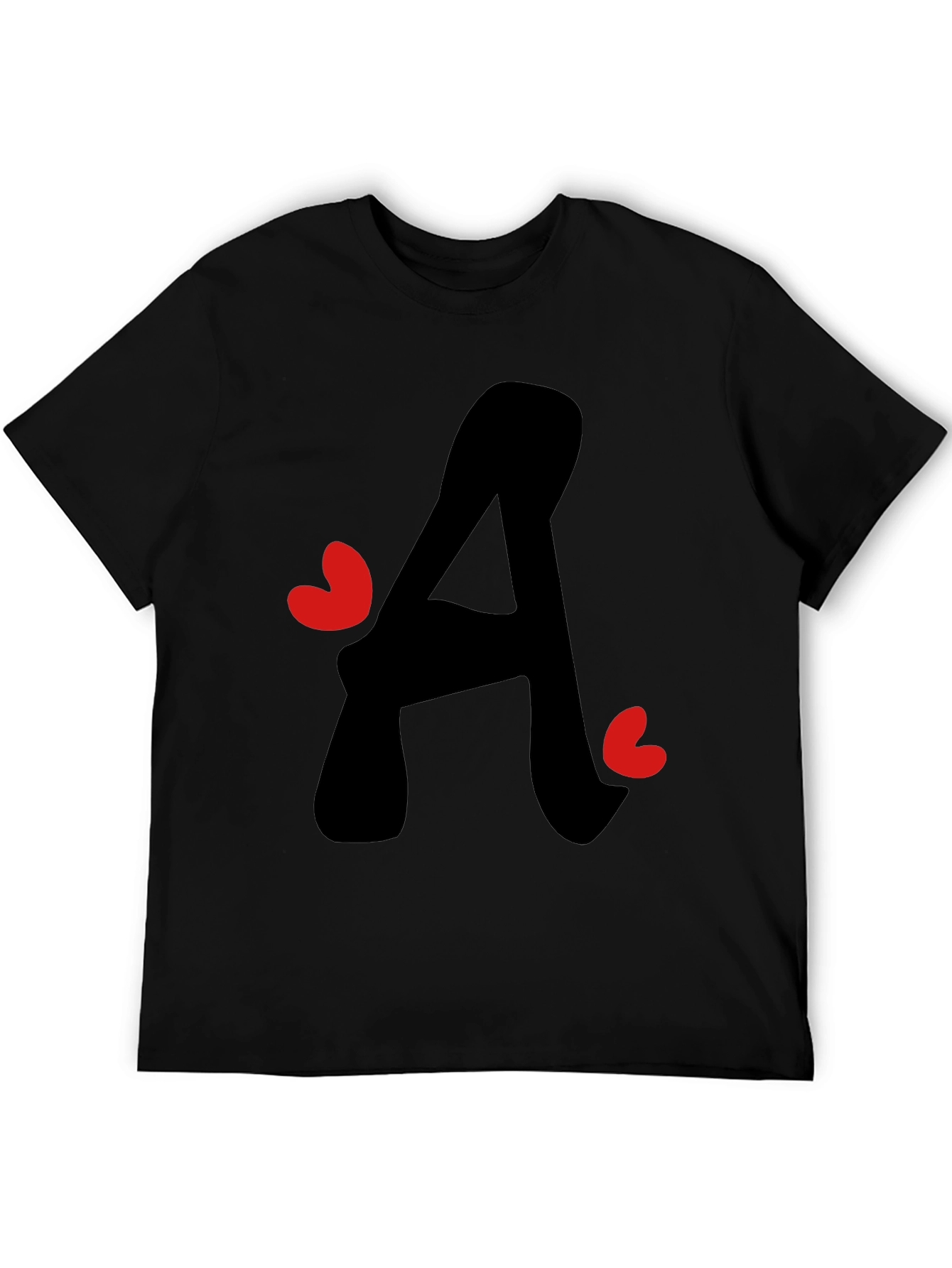 Black Letter A Heart Graphic Tee - Black T-Shirt view 5