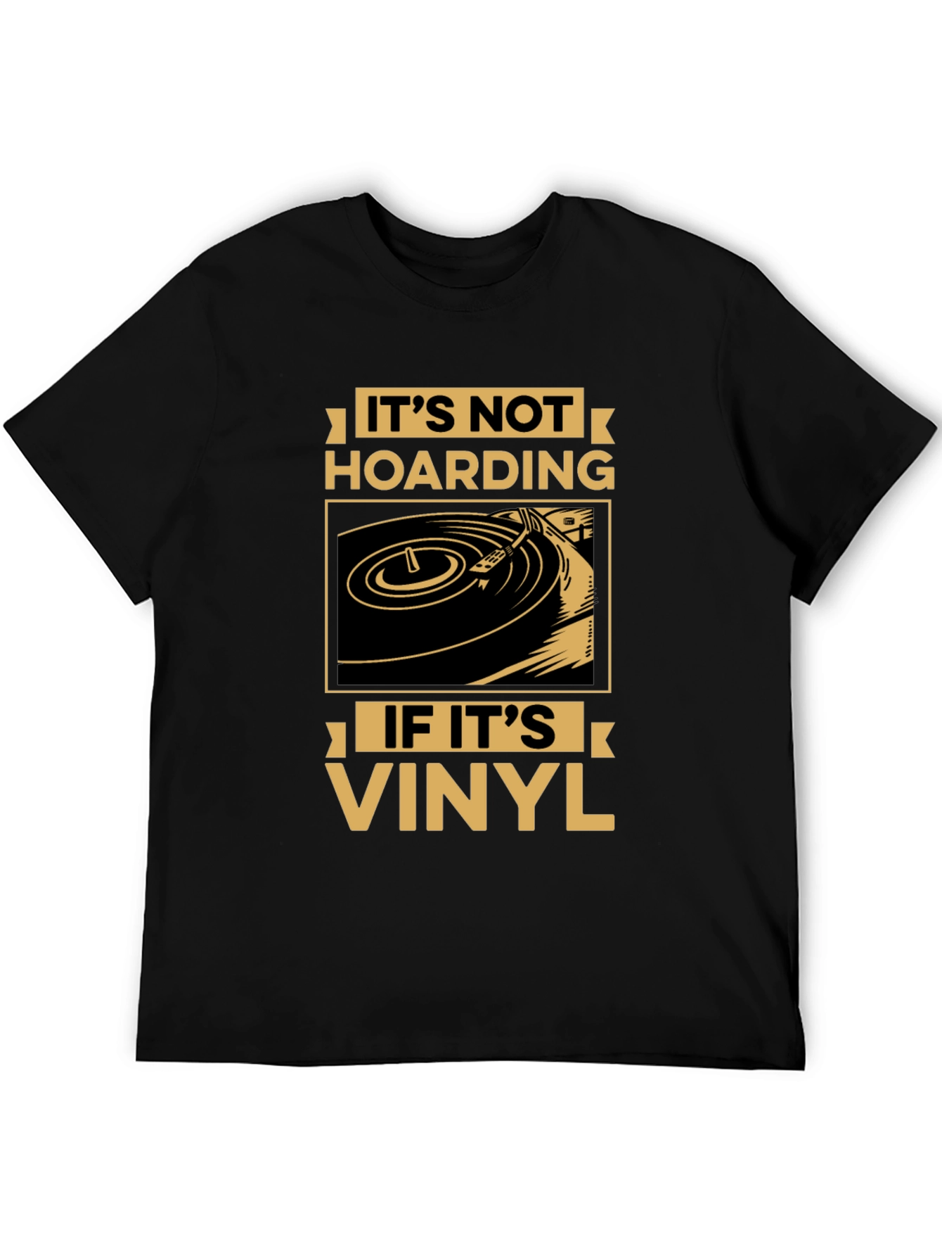 Black It's Not Hoarding If It's Vinyl Record T-Shirt view 5