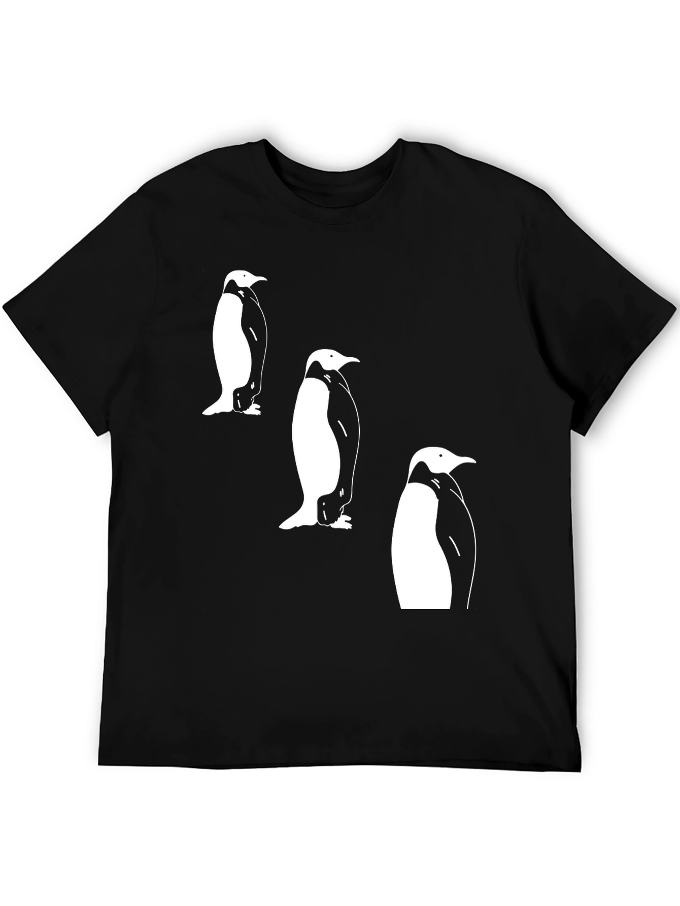 Black Penguin Trio Graphic Tee - Black Cotton T-Shirt view 5