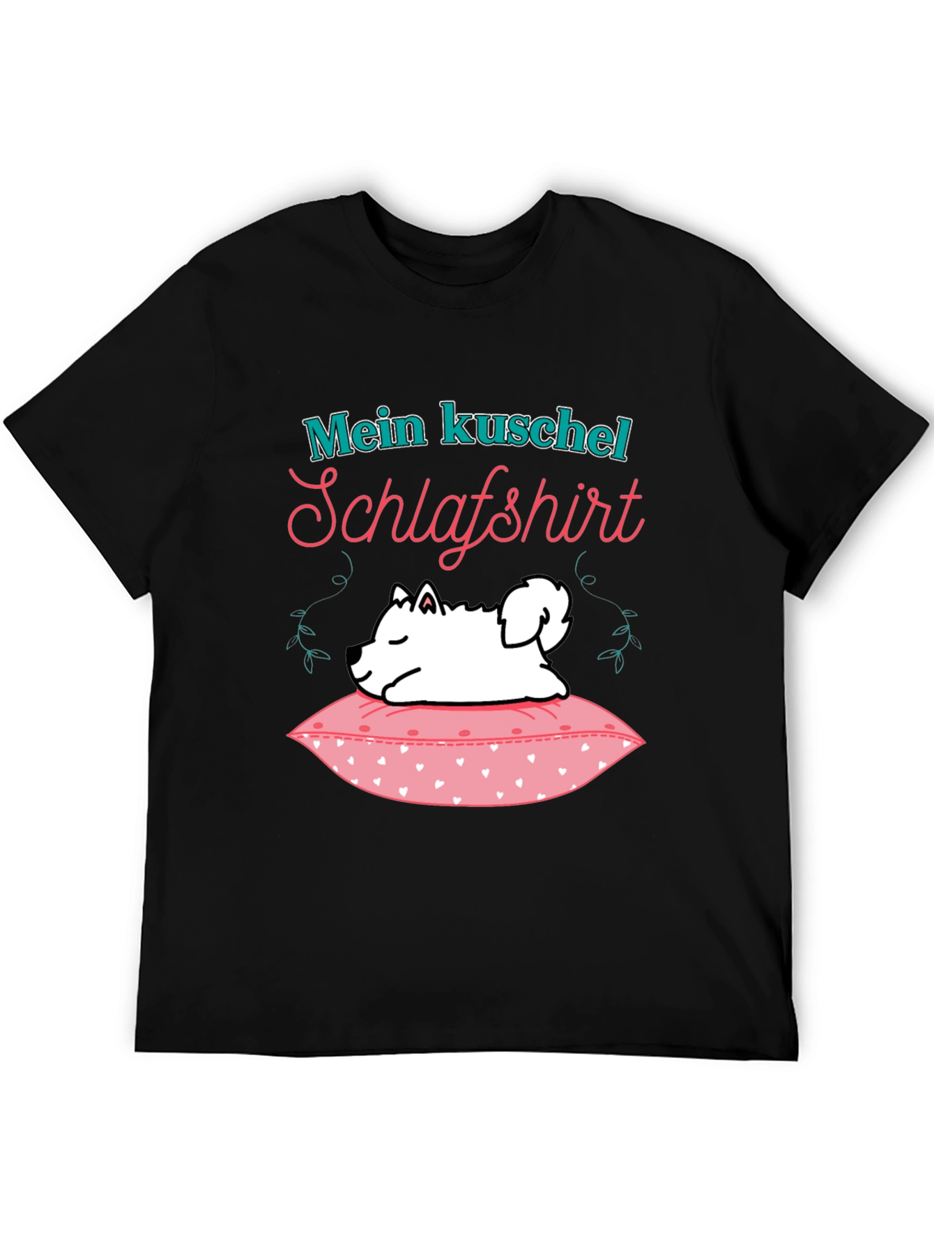 Black Cute Dog 'Mein Kuschel Schlafshirt' Graphic T-Shirt view 5