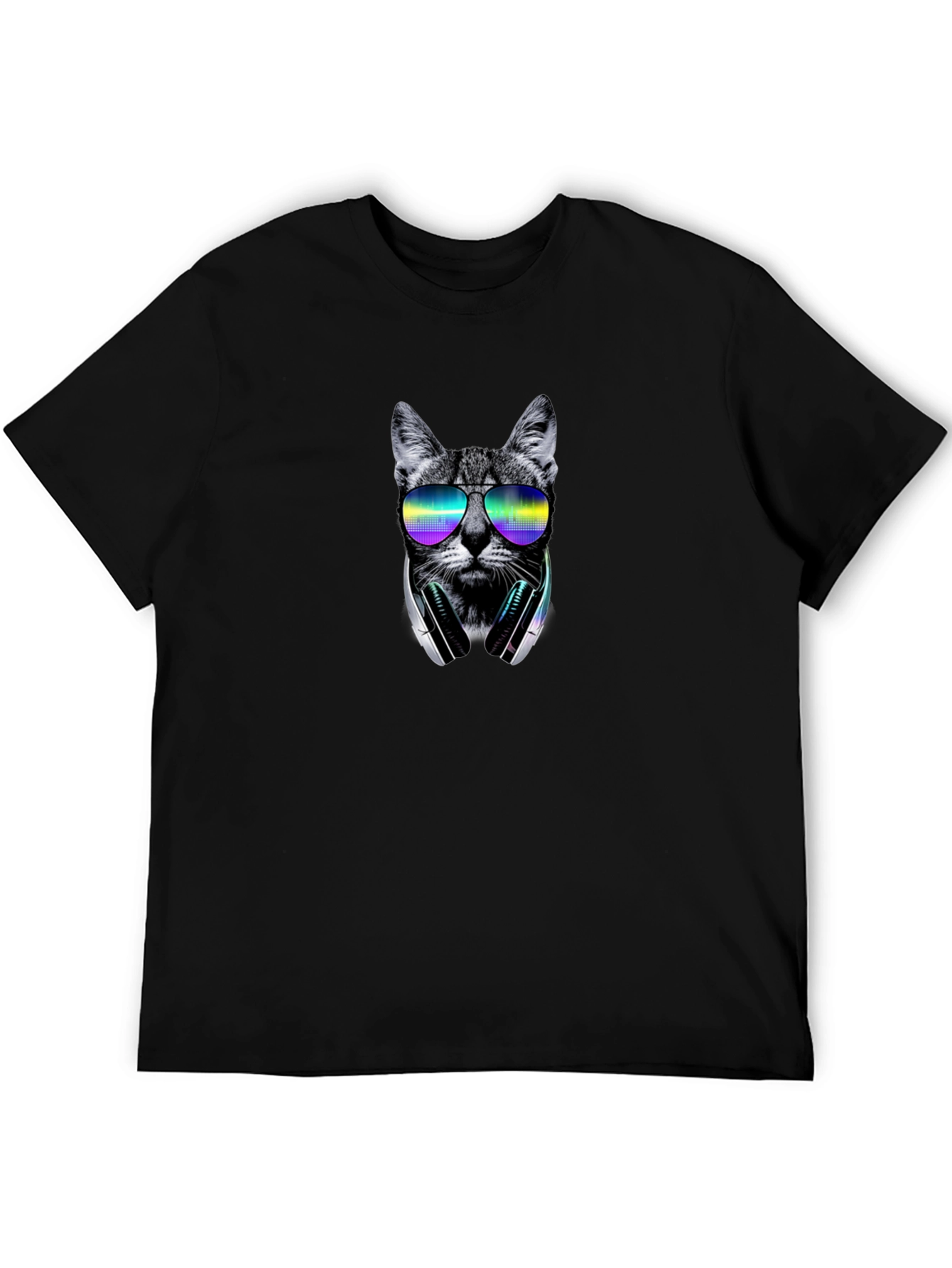 Black Cool Cat DJ T-Shirt - Black view 5