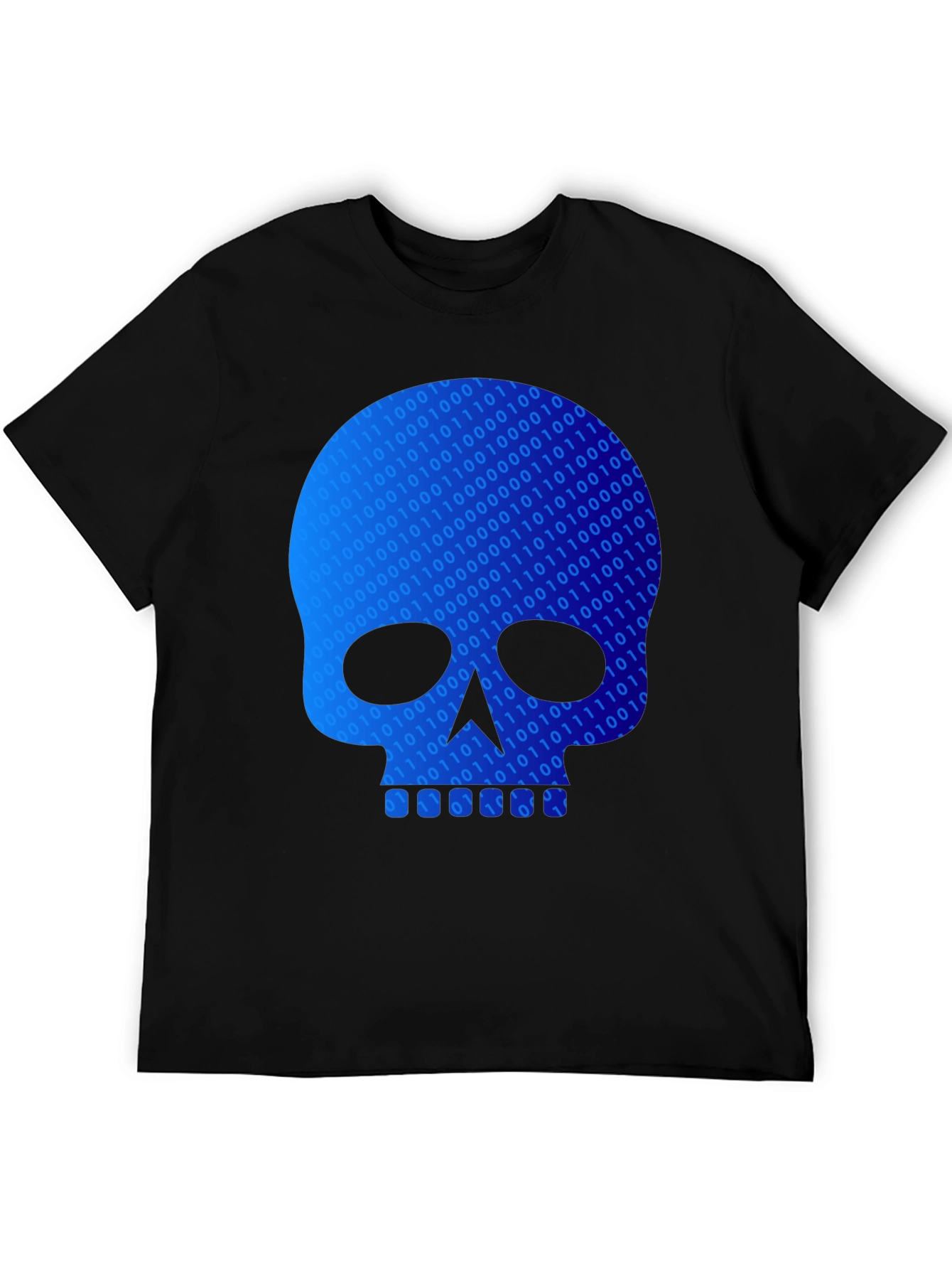 Black Binary Code Skull Graphic T-Shirt - Black view 5