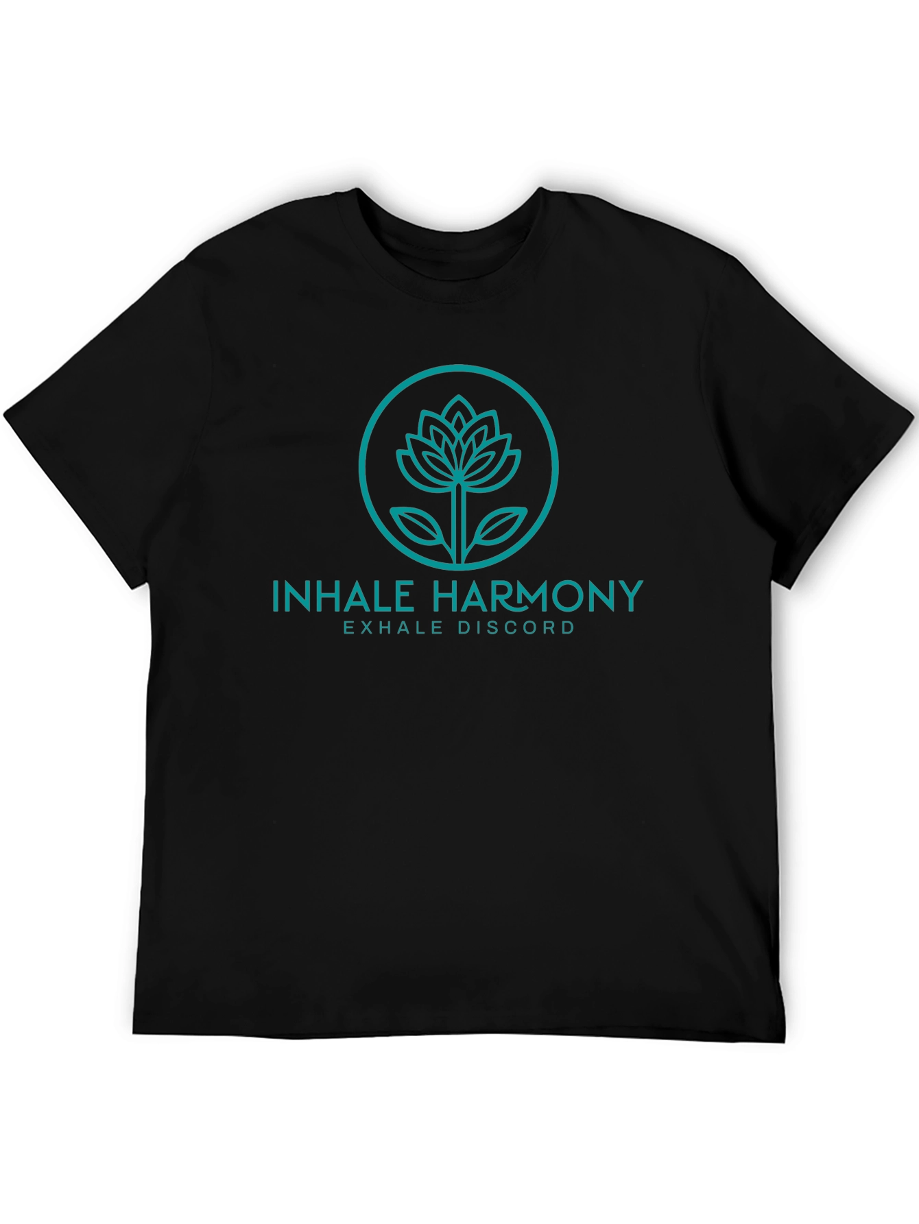 Black Inhale Harmony Lotus Graphic Black T-Shirt view 5