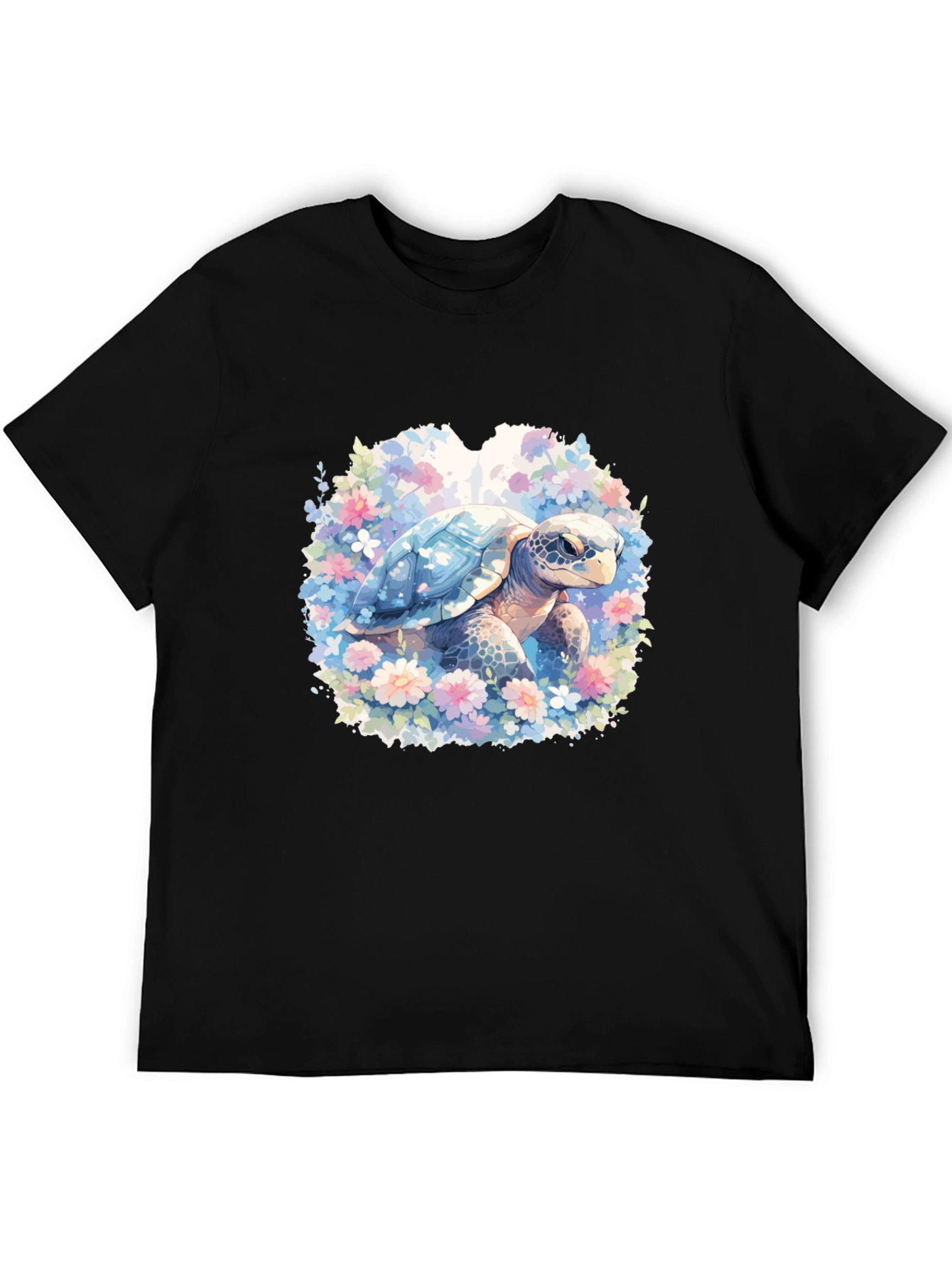 Black Sea Turtle Floral Graphic T-Shirt view 5