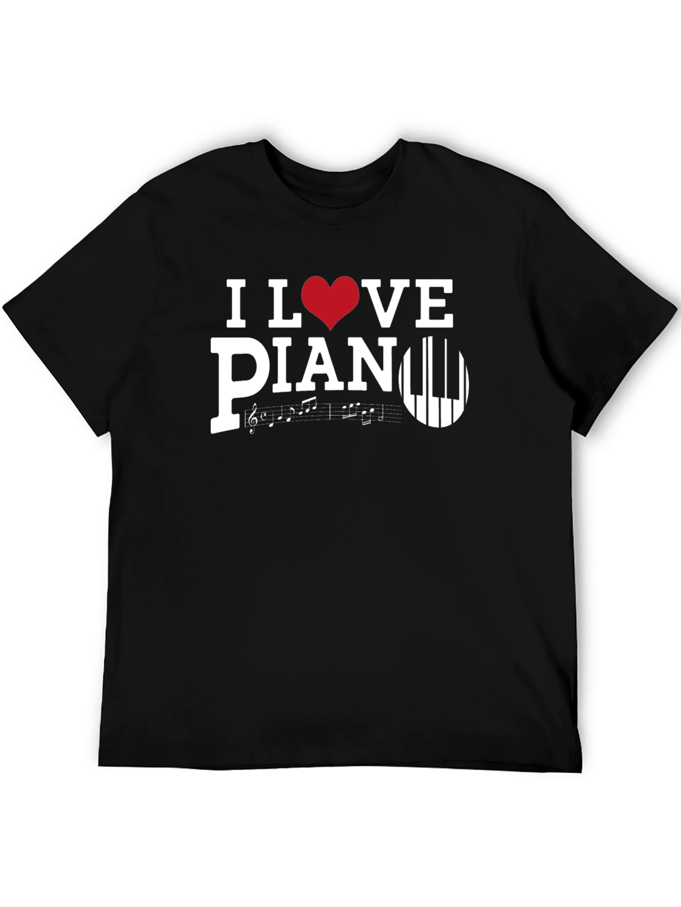Black I Love Piano T-Shirt, Music Lover Tee view 5