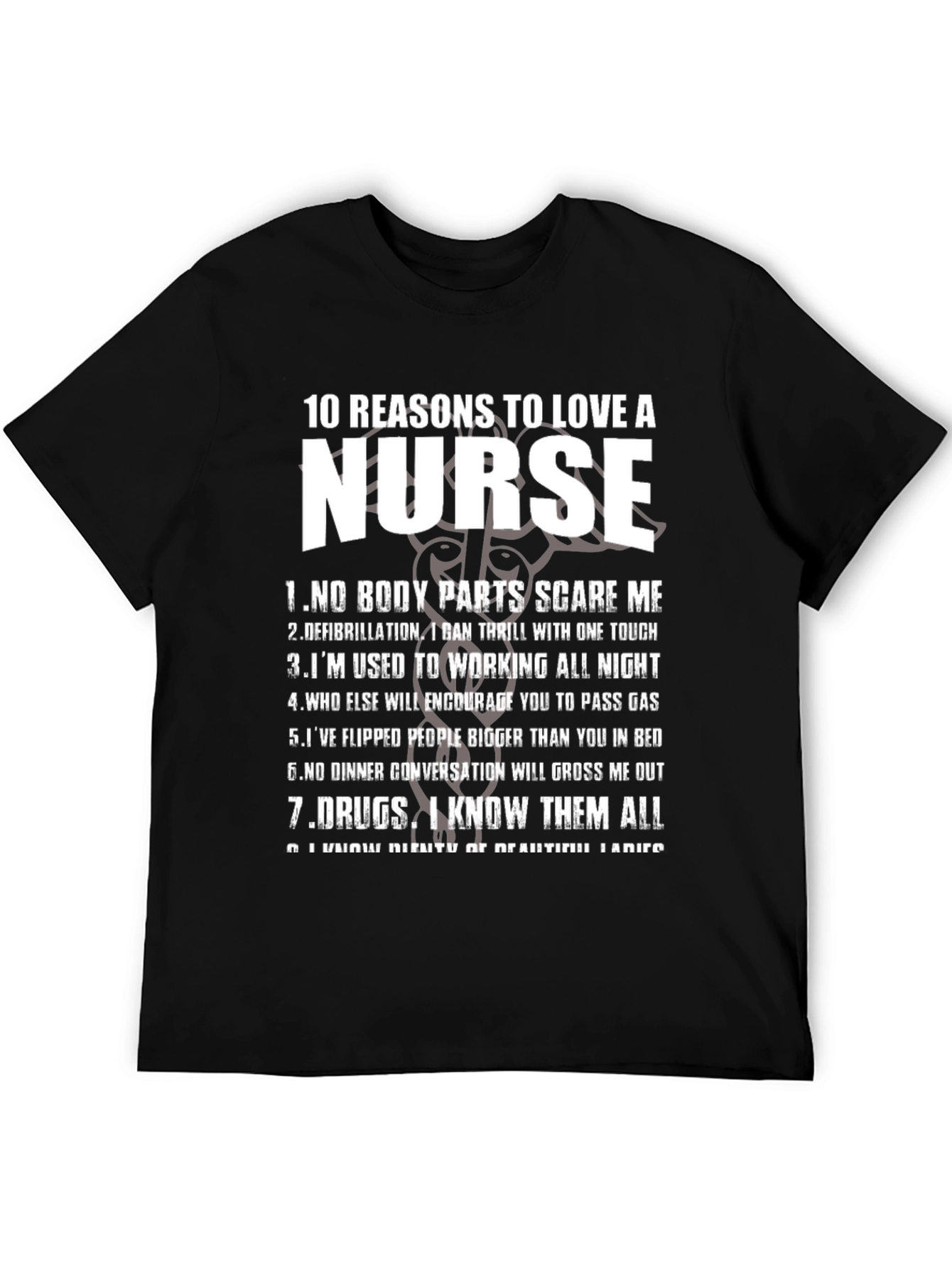Black Funny Nurse T-Shirt: 10 Reasons to Love a Nurse view 5