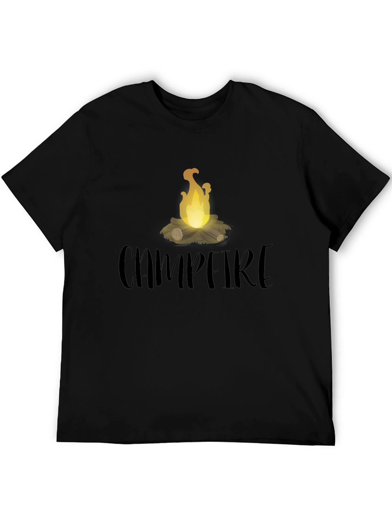 Black Campfire Graphic Tee - Black Cotton T-Shirt view 5