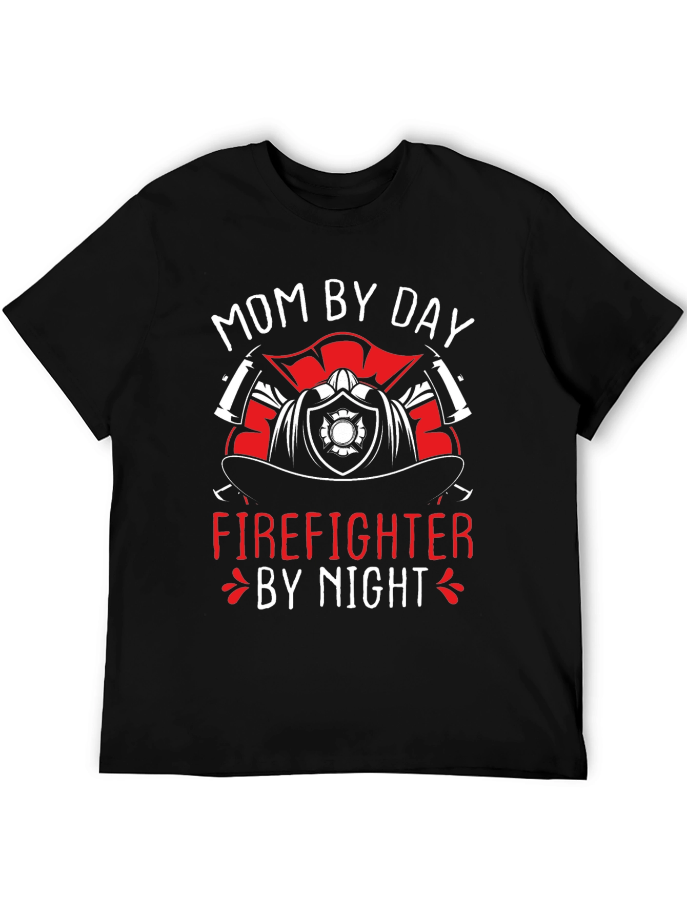 Black Mom Firefighter Graphic T-Shirt view 5
