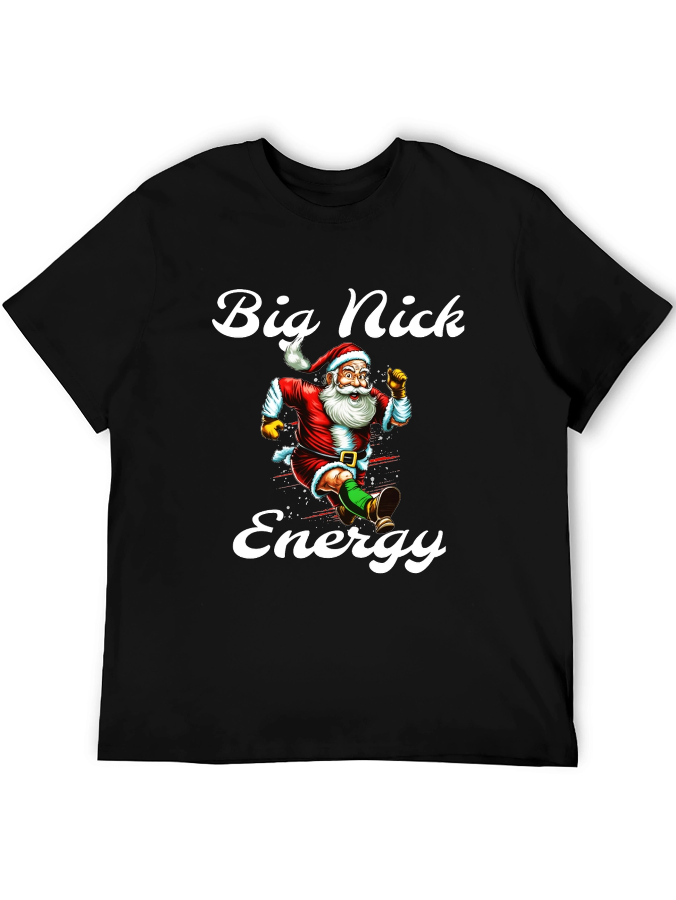 Black Big Nick Energy Santa T-Shirt view 5