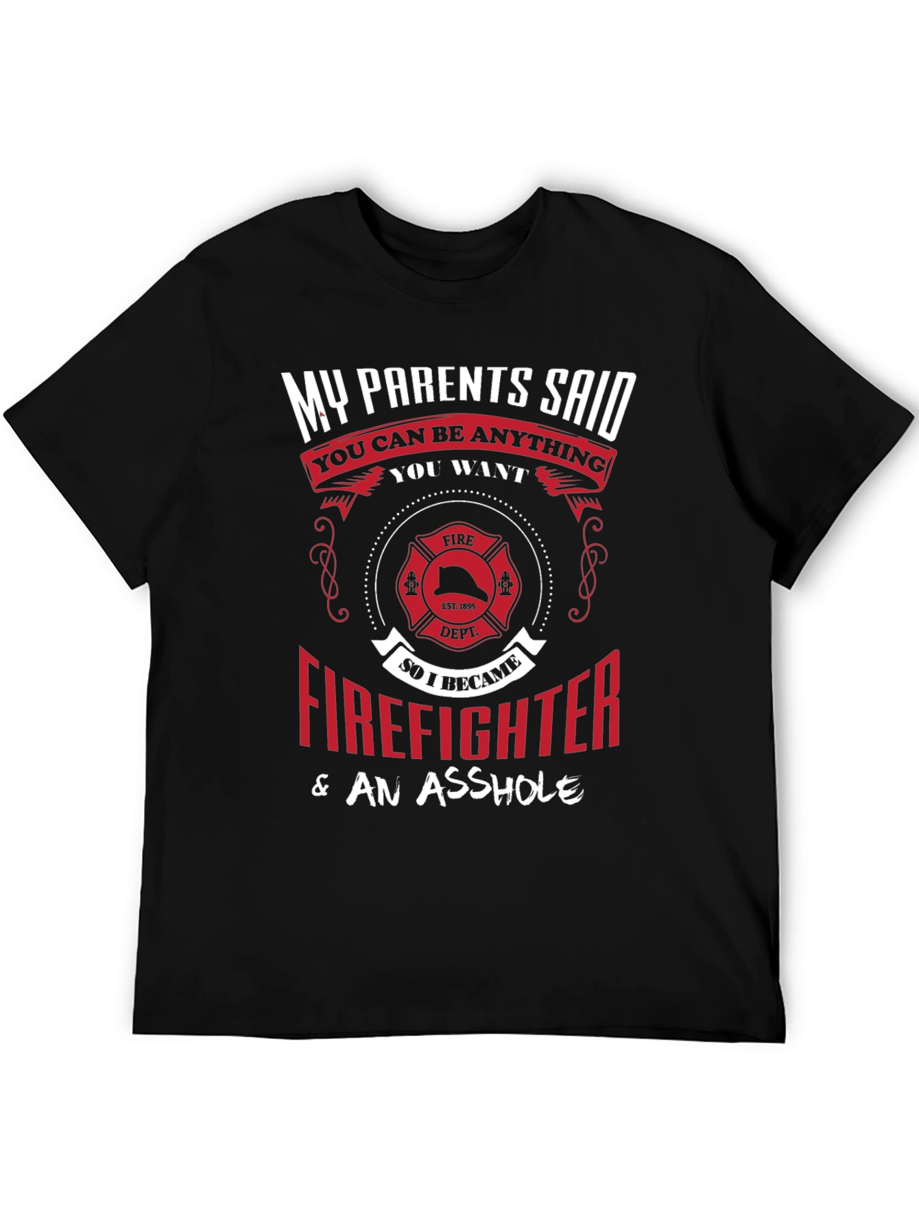 Black Firefighter & An Asshole T-Shirt view 5