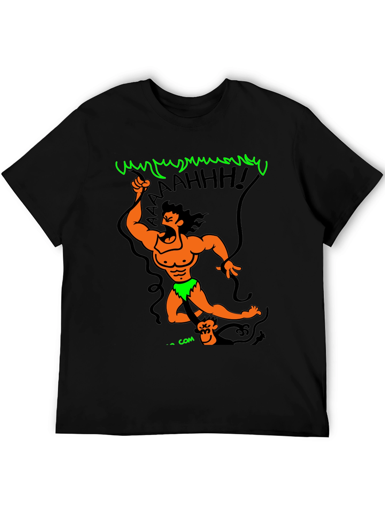 Black Cartoon Tarzan Graphic Black T-Shirt view 5