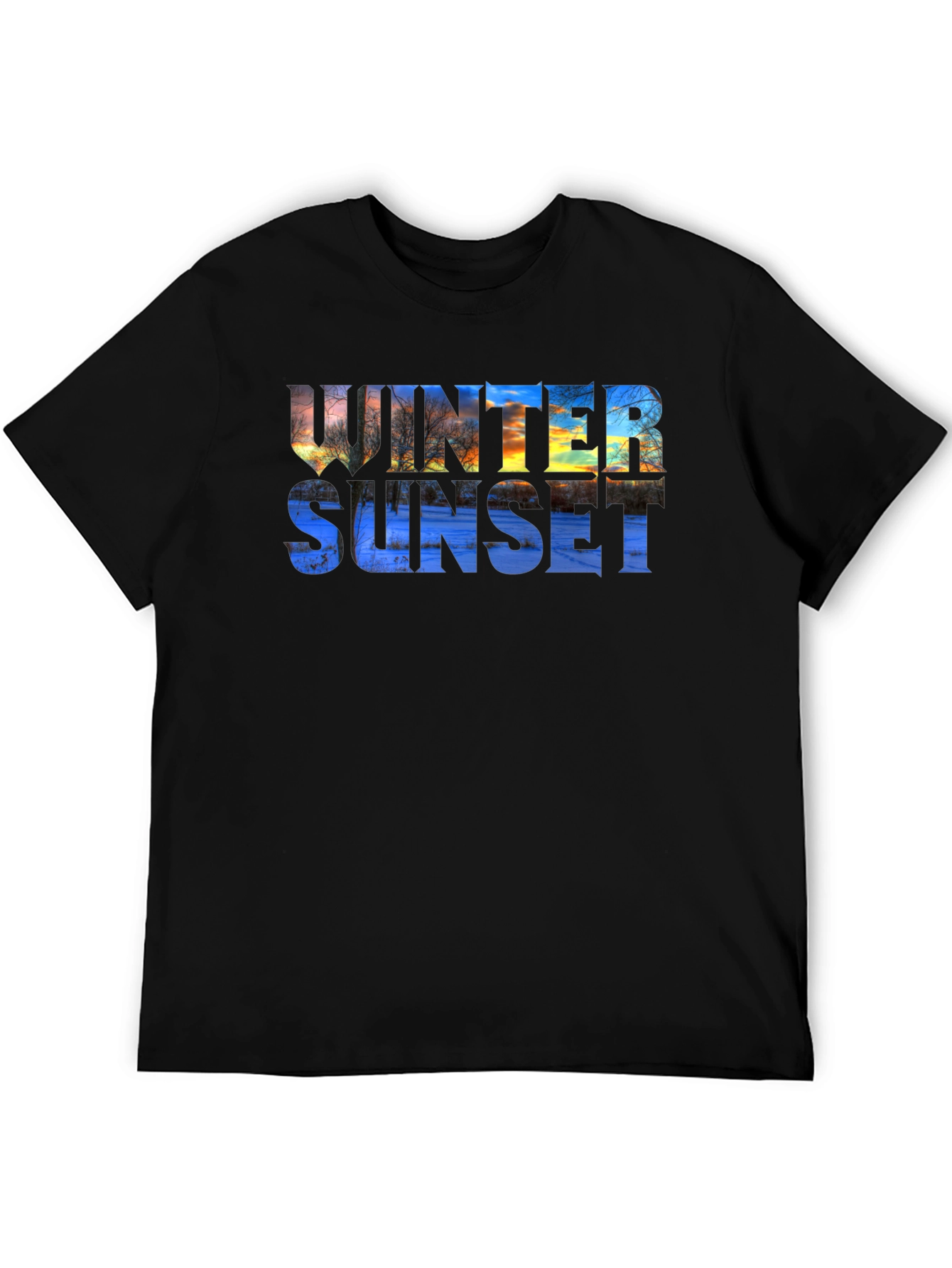 Black Winter Sunset Graphic T-Shirt - Stylish & Unique view 5