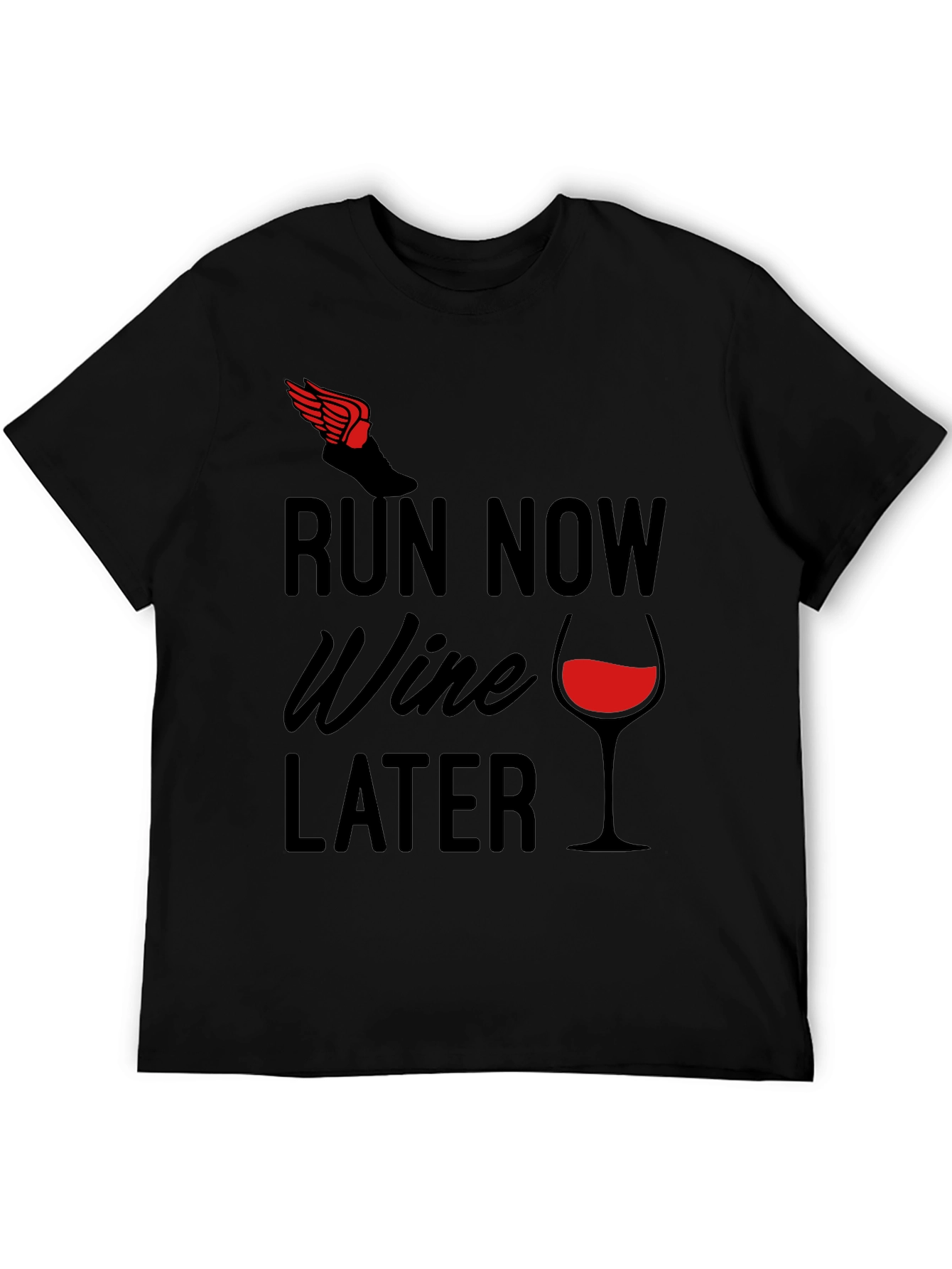 Black Run Now Wine Later Graphic Tee view 5