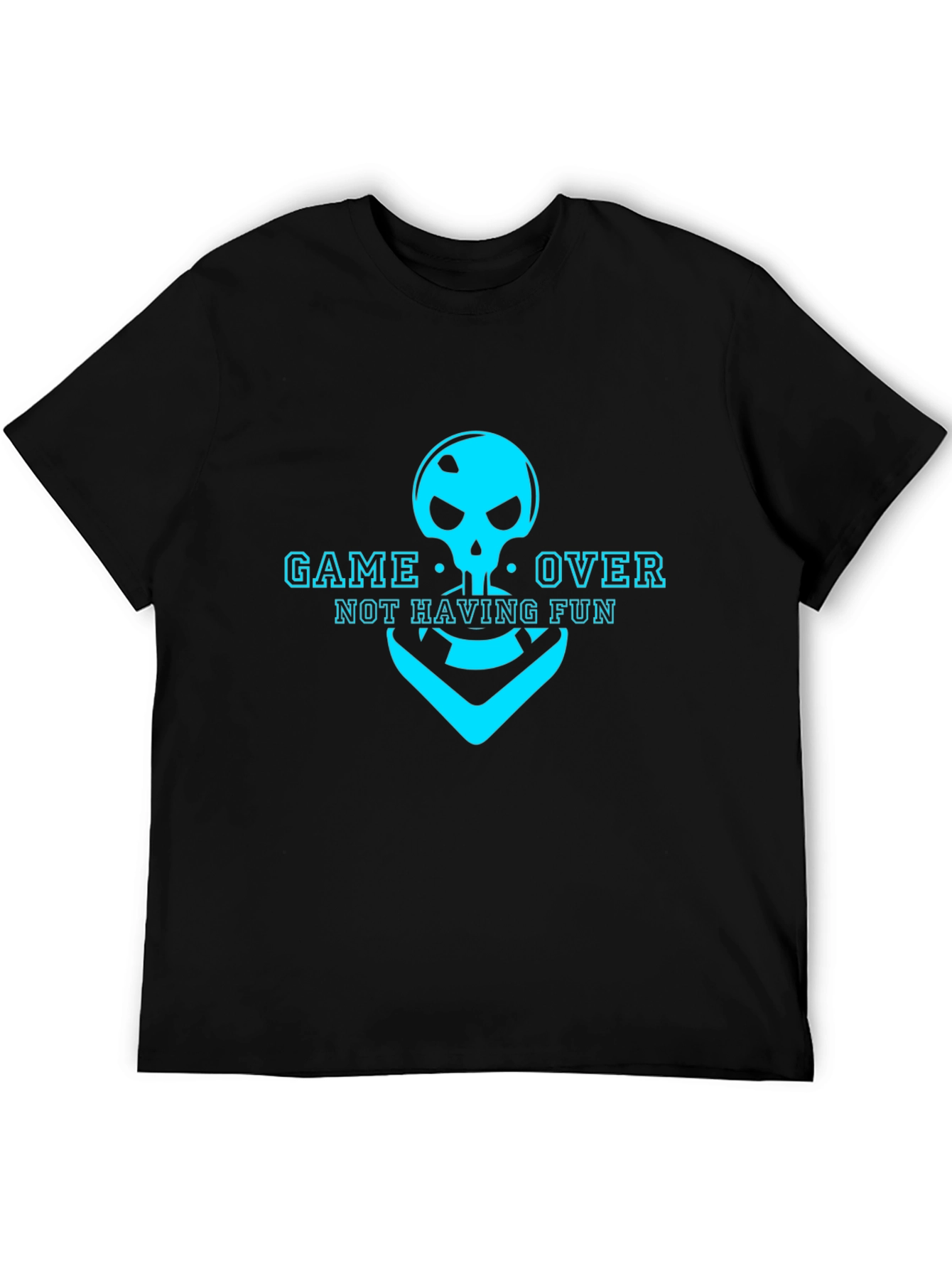 Black Game Over Skull T-Shirt - Not Having Fun Gamer Tee view 5