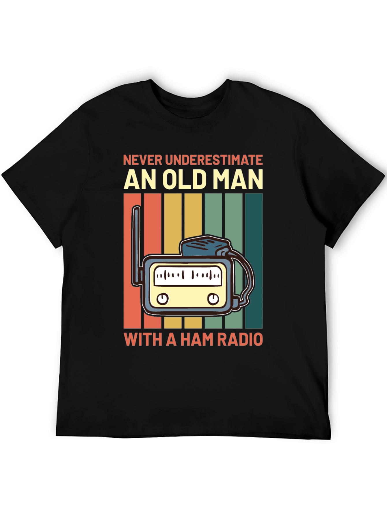 Black Ham Radio Old Man T-Shirt - Funny Amateur Radio Tee view 5