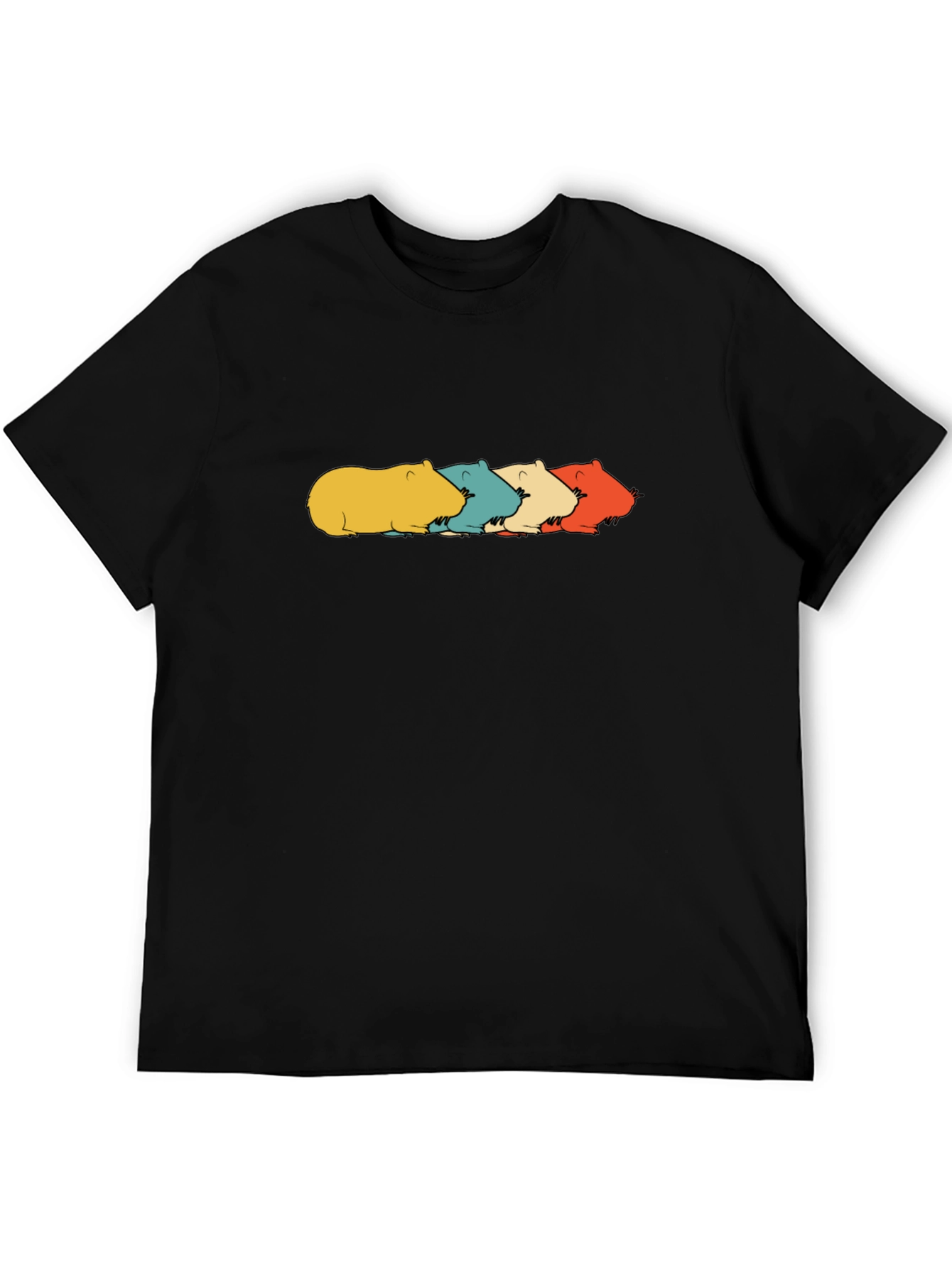 Black Capybara Retro T-Shirt - Cool Rodent Tee view 5