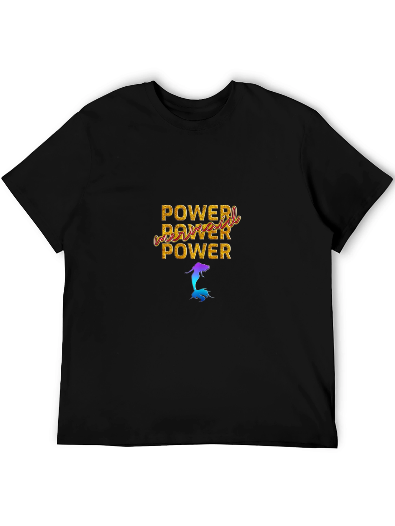 Black Mermaid Power Graphic Tee - Black Cotton Comfort view 5