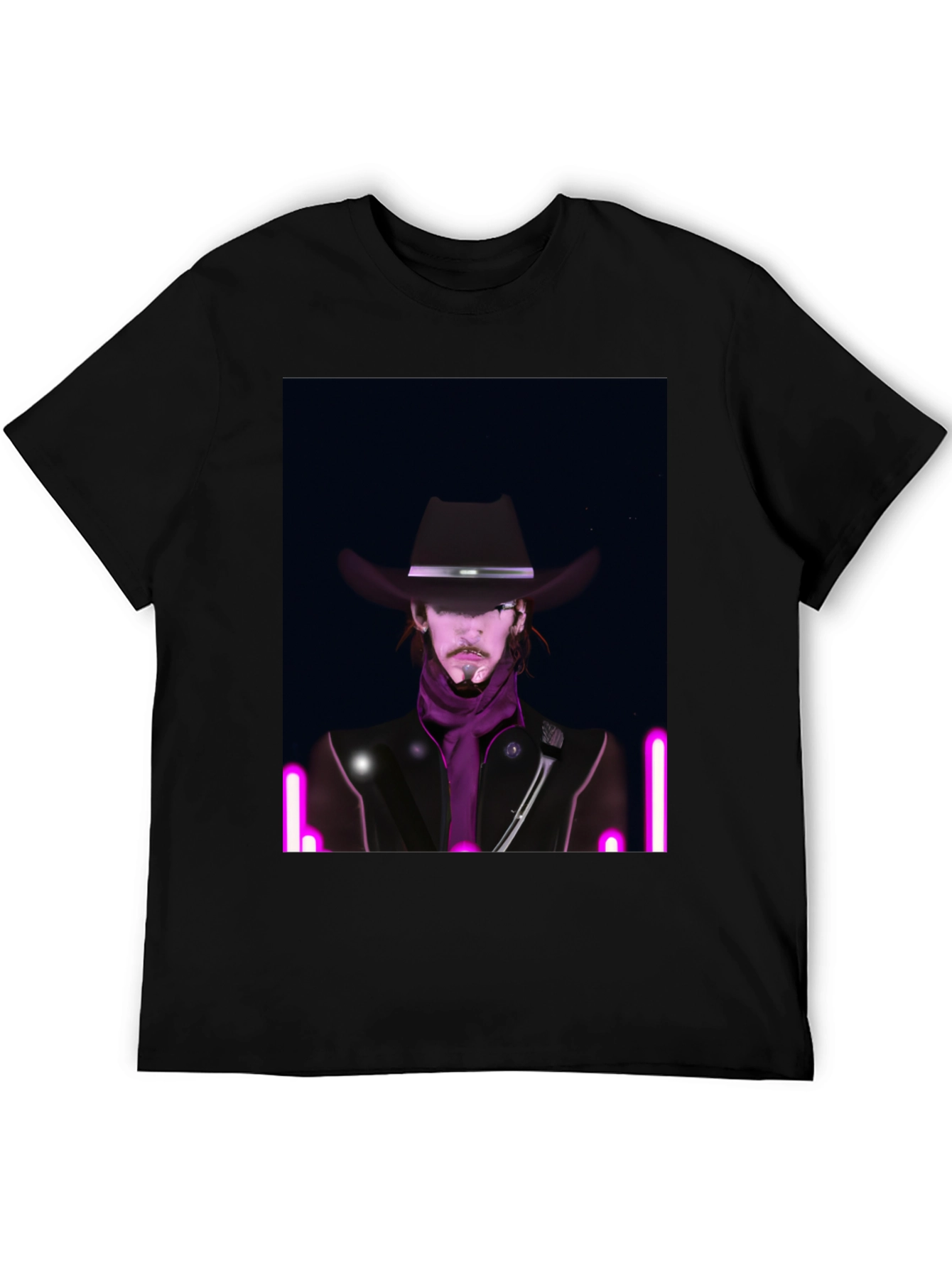 Black Neon Cowboy T-Shirt - Unique Graphic Tee view 5